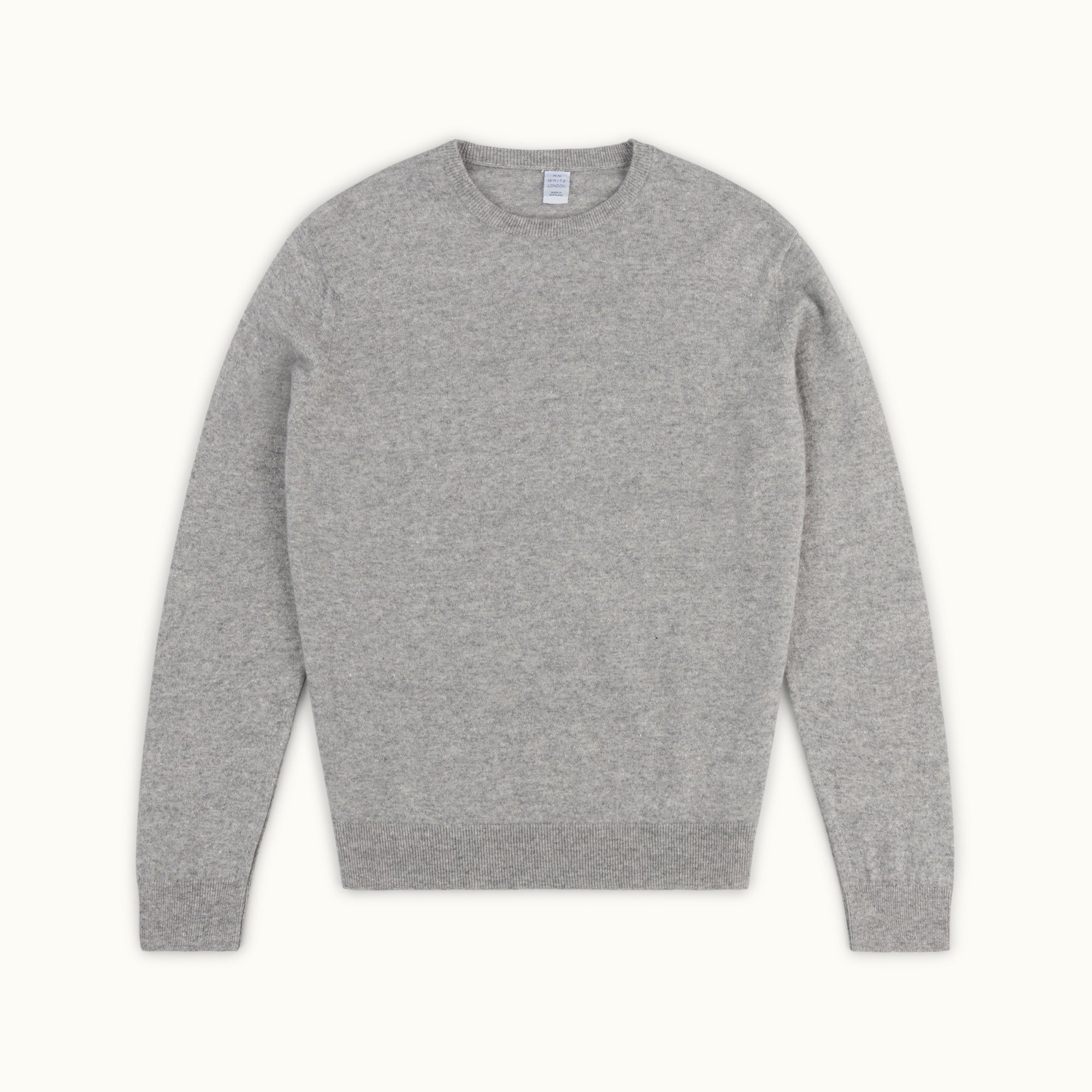 Grey Cashmere-Linen Crew Neck Jumper