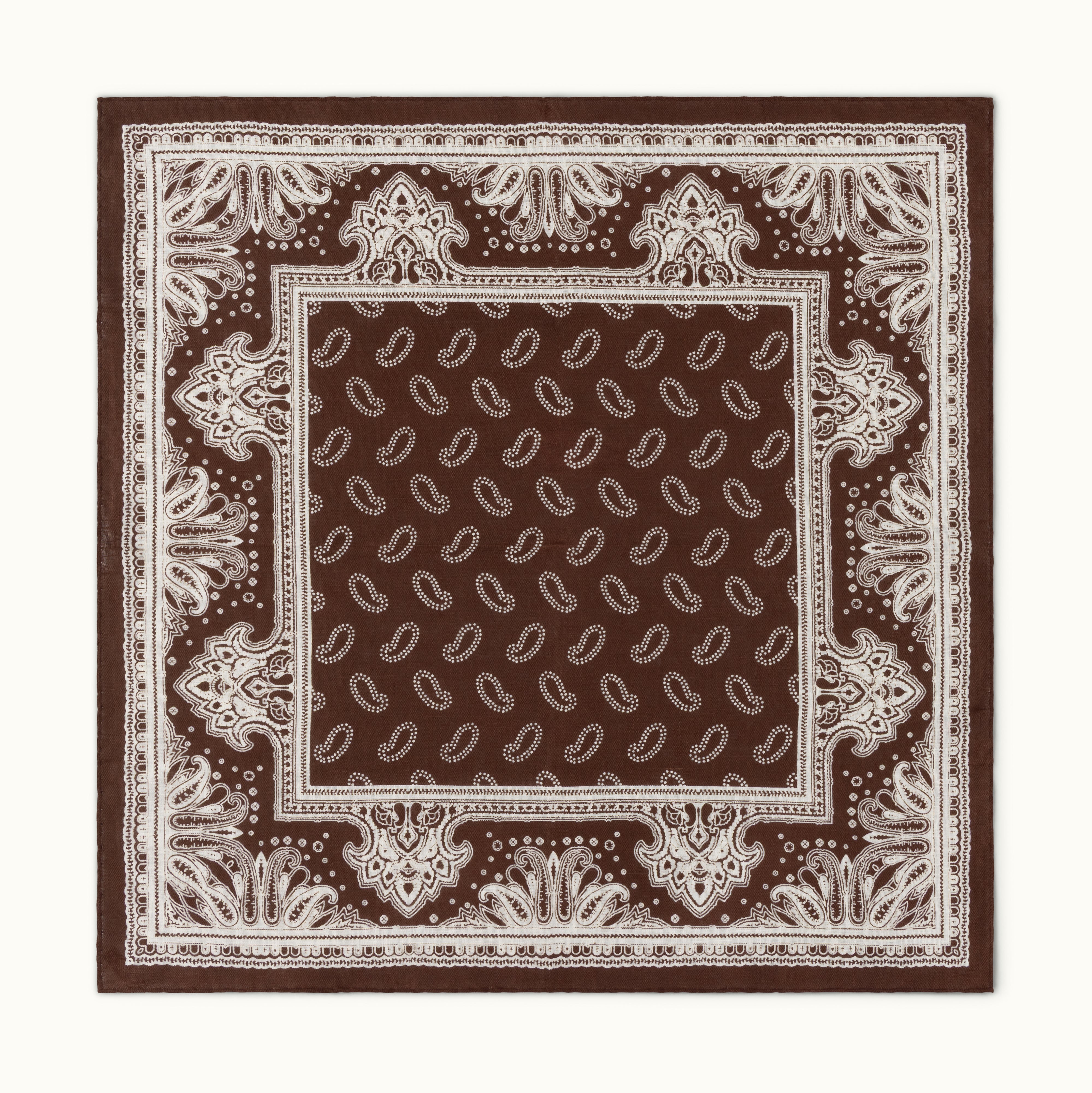 Brown Paisley Linen Neckerchief