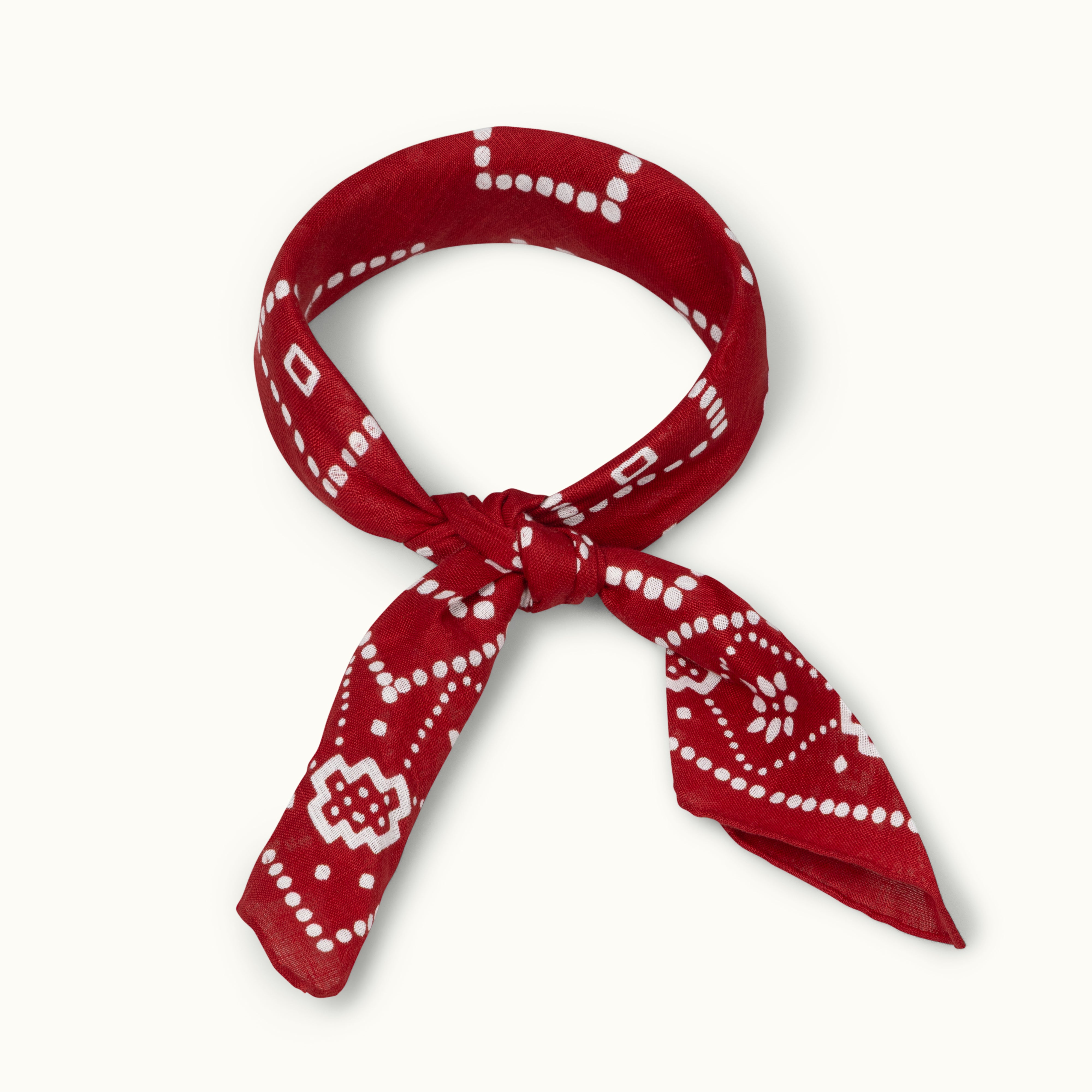 Red Bandana Print Linen Neckerchief