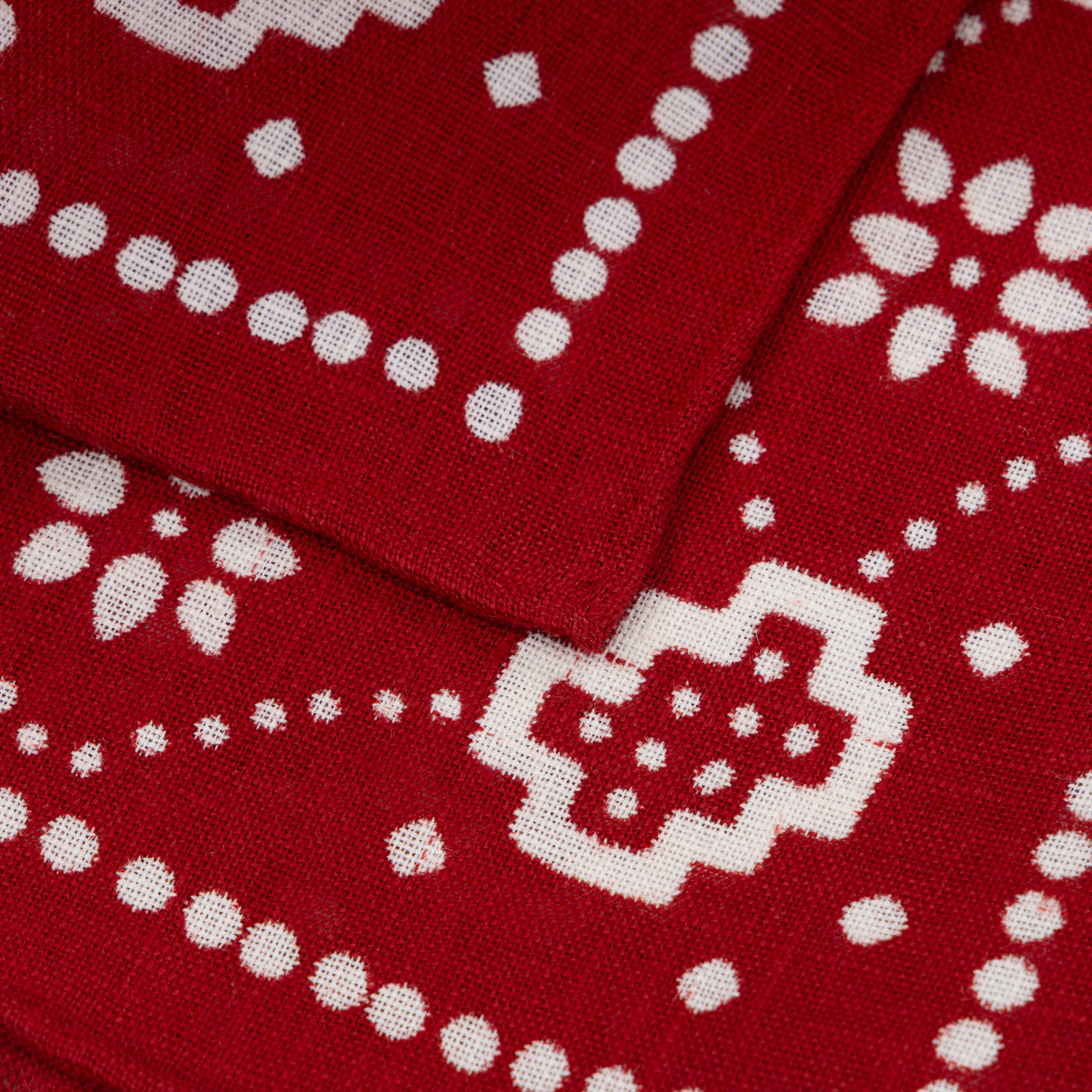 Red Bandana Print Linen Neckerchief