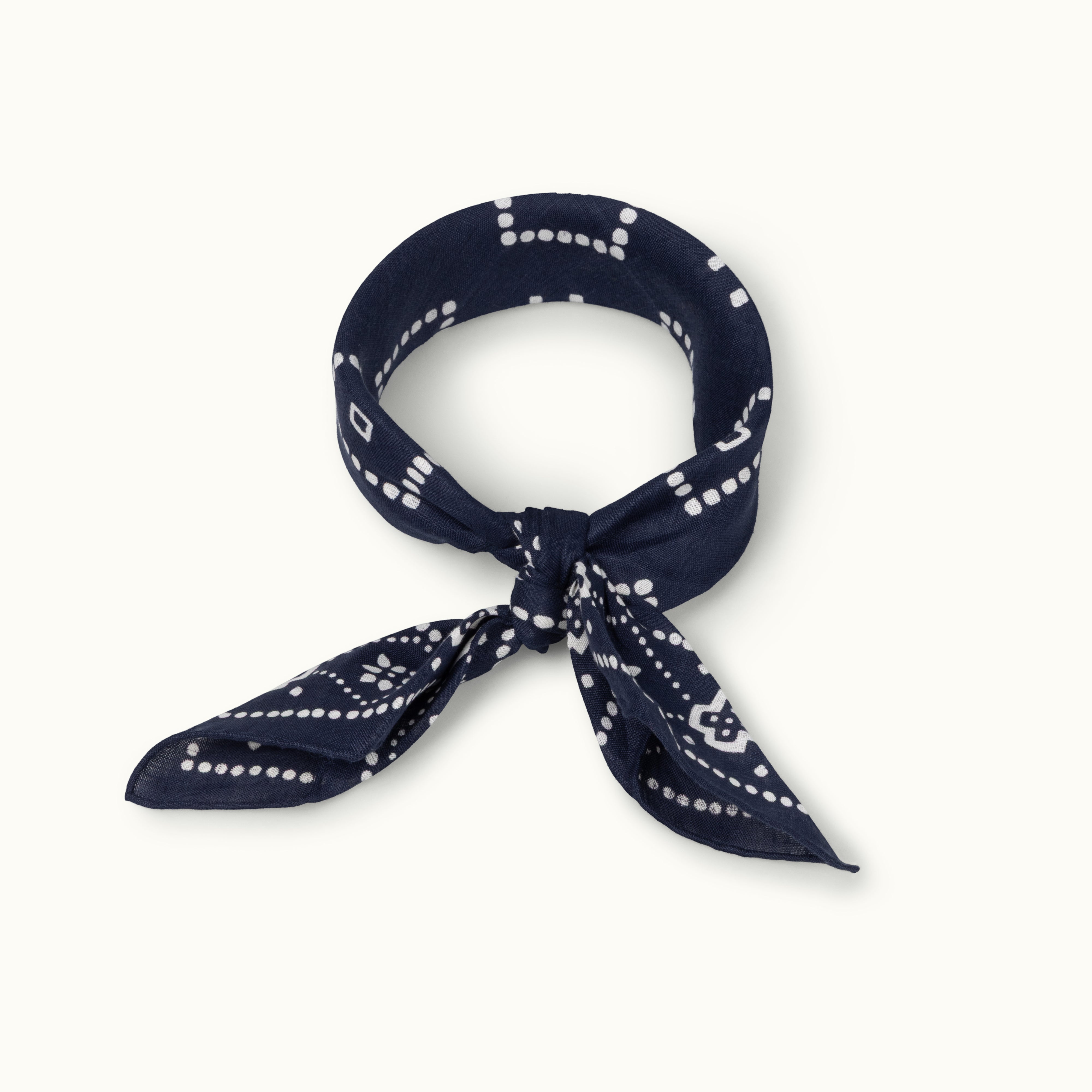 Navy Bandana Print Linen Neckerchief