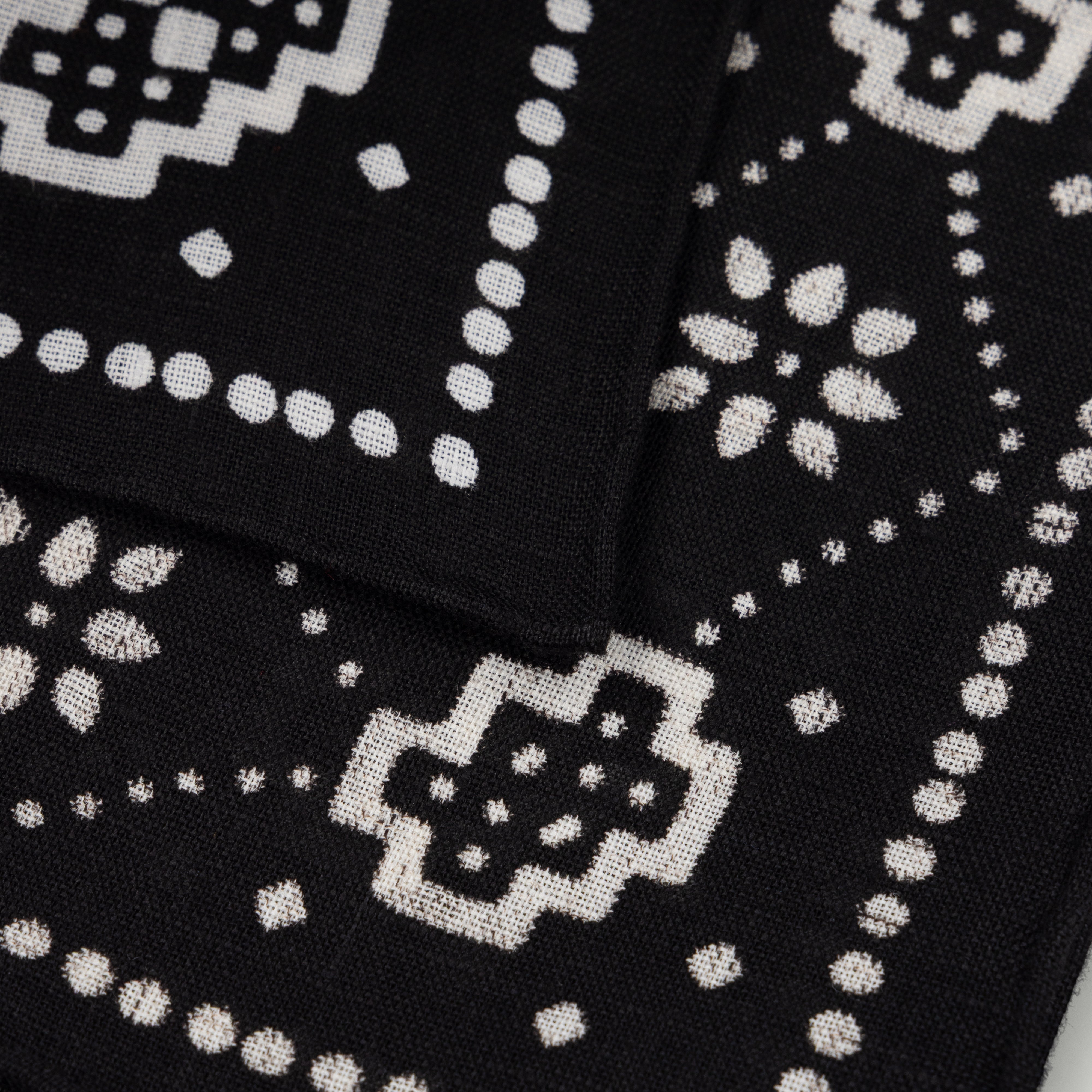Black Bandana Print Linen Neckerchief