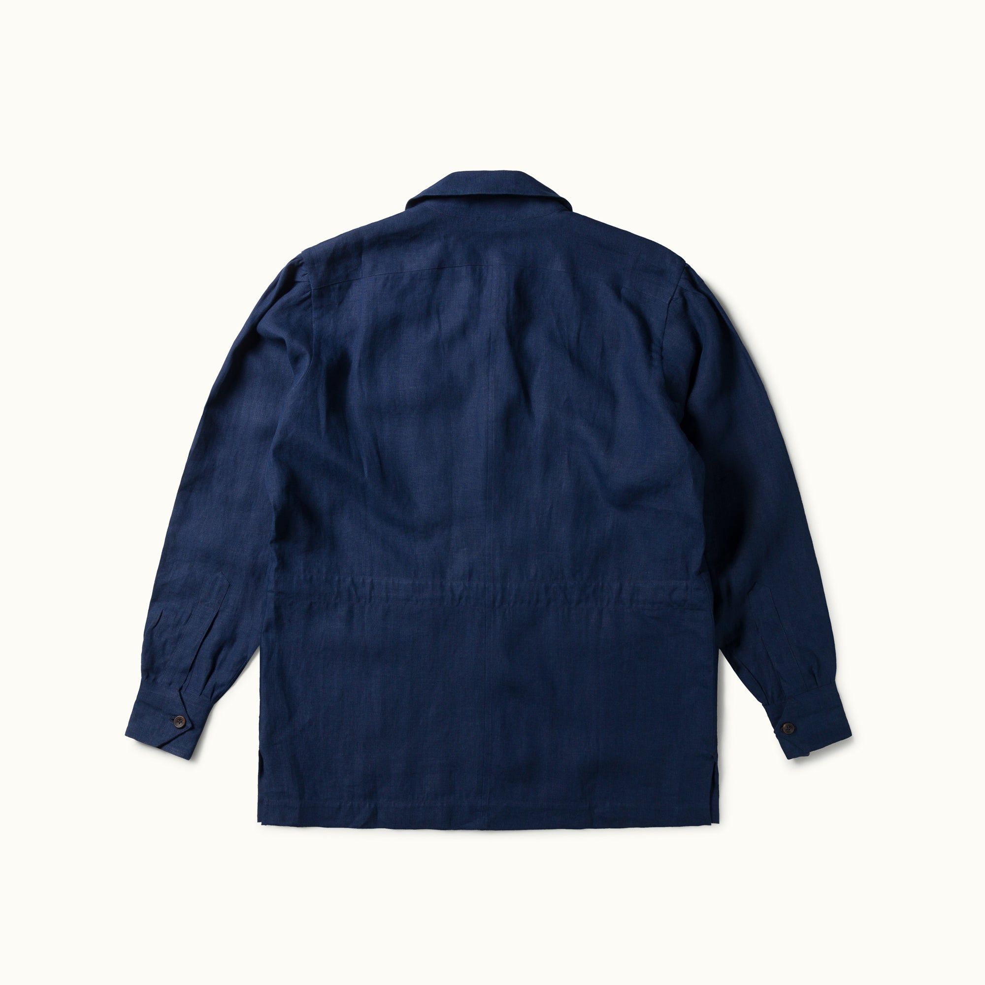 Navy Blue Linen Safari Jacket