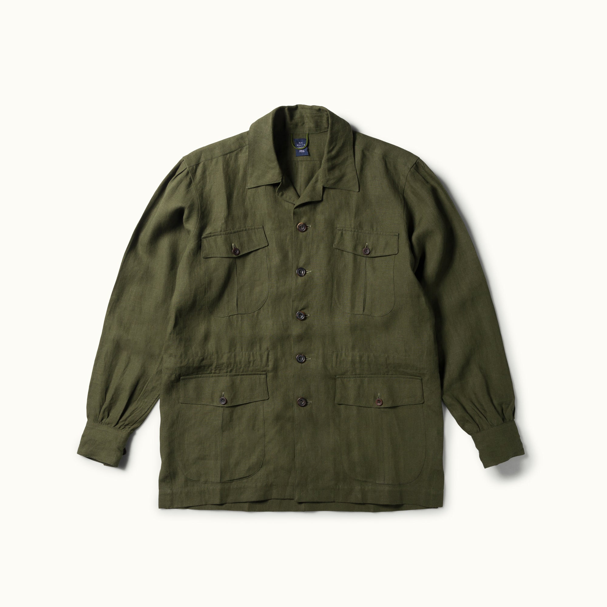 Army Green Linen Safari Jacket