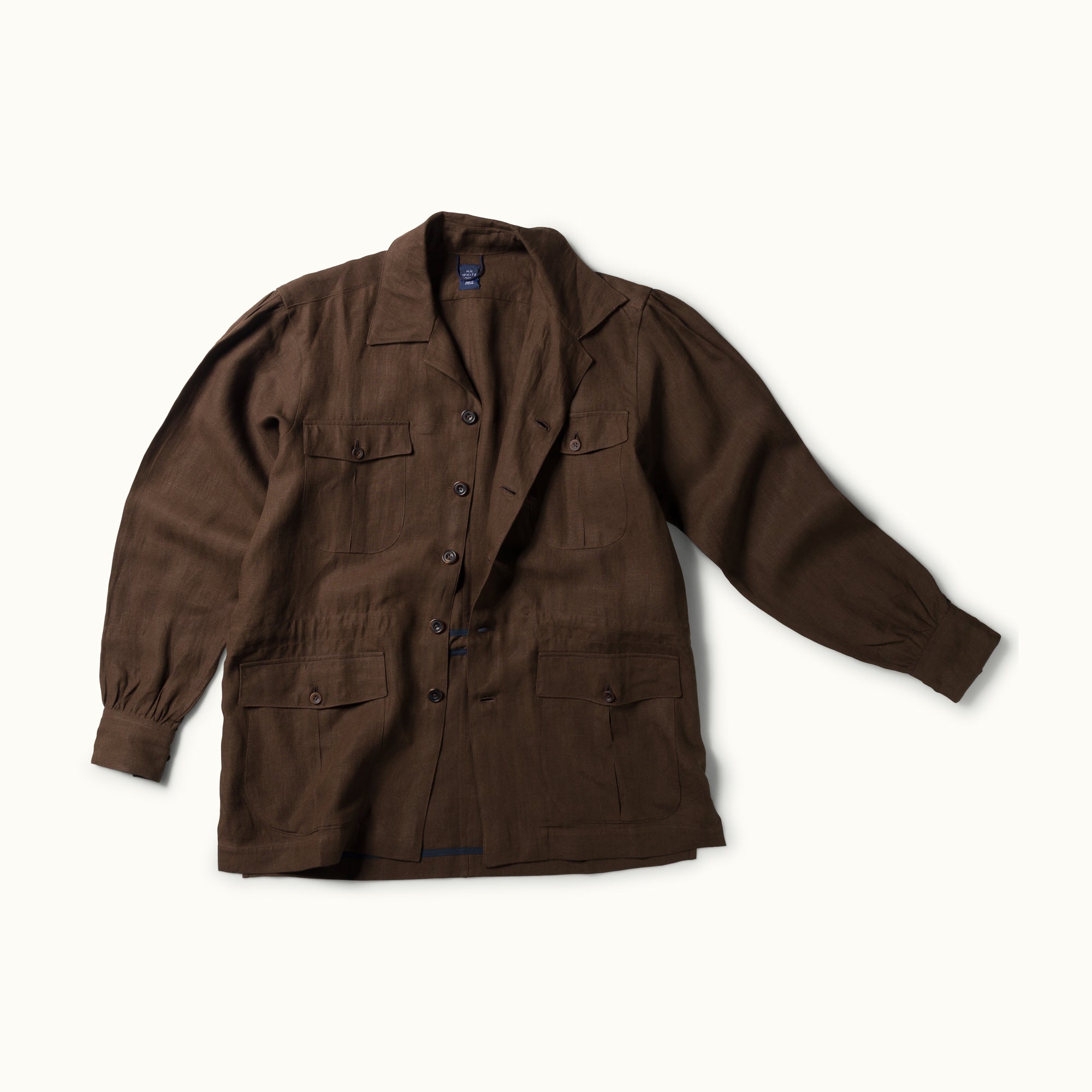 Dark Brown Linen Safari Jacket