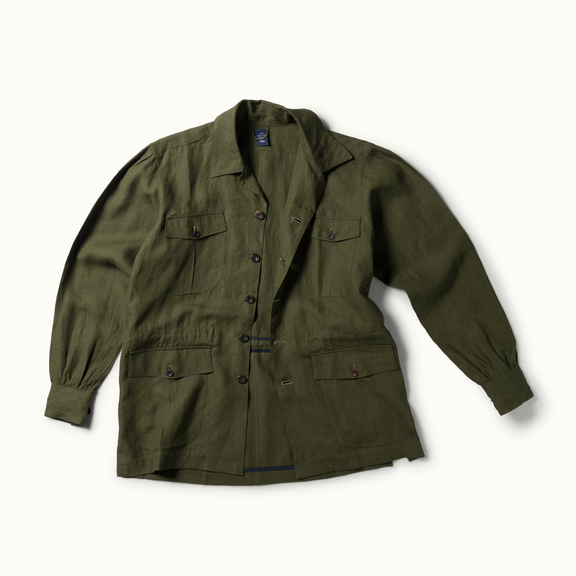 Army Green Linen Safari Jacket