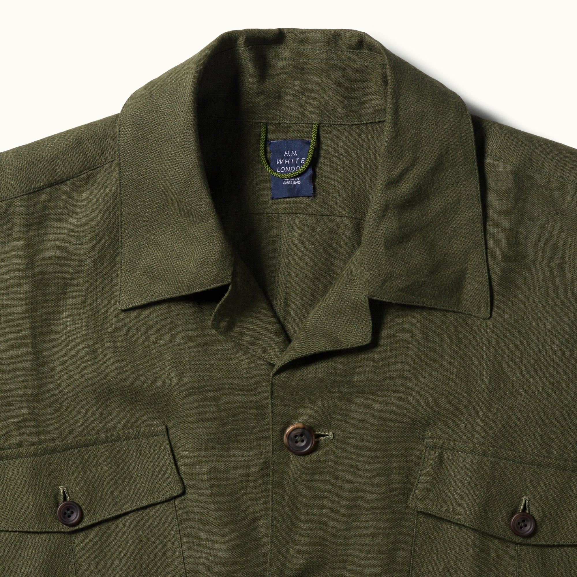 Army Green Linen Safari Jacket