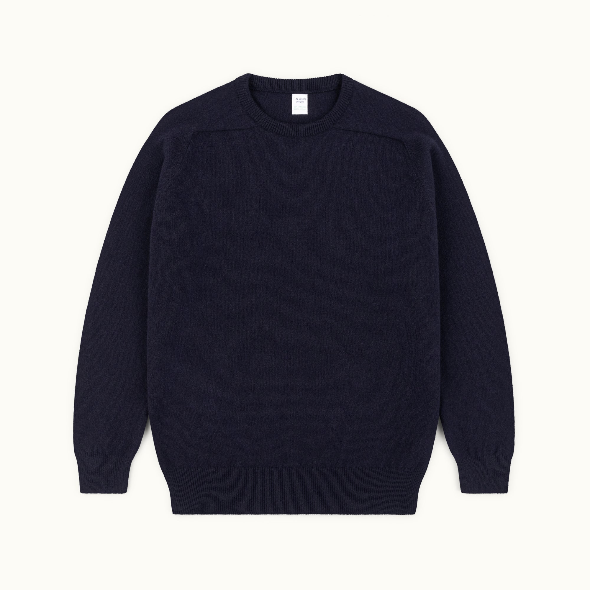 Navy Lambswool Saddle Shoulder Crew Neck