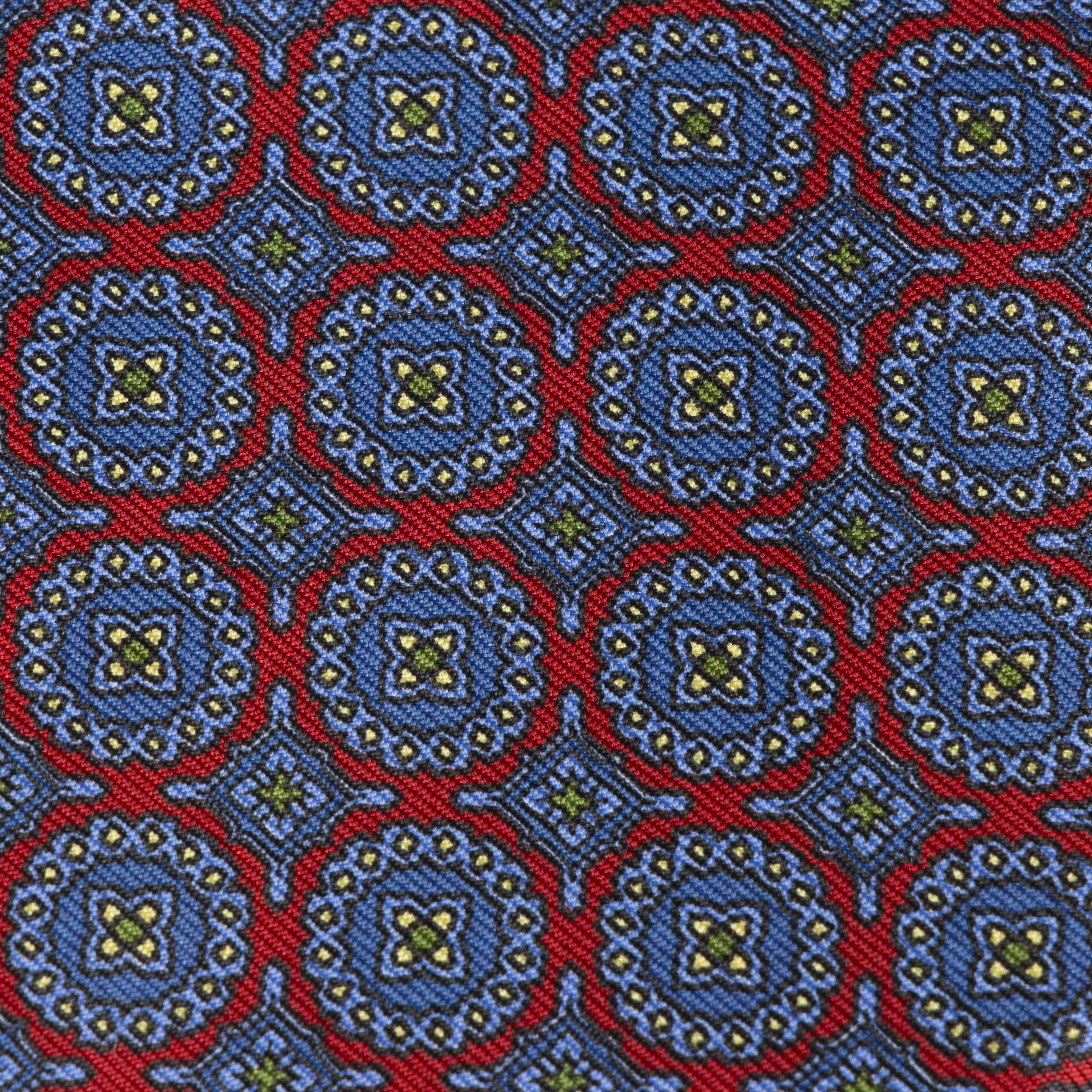 Red & Blue Mini Medallion Madder Silk Tie