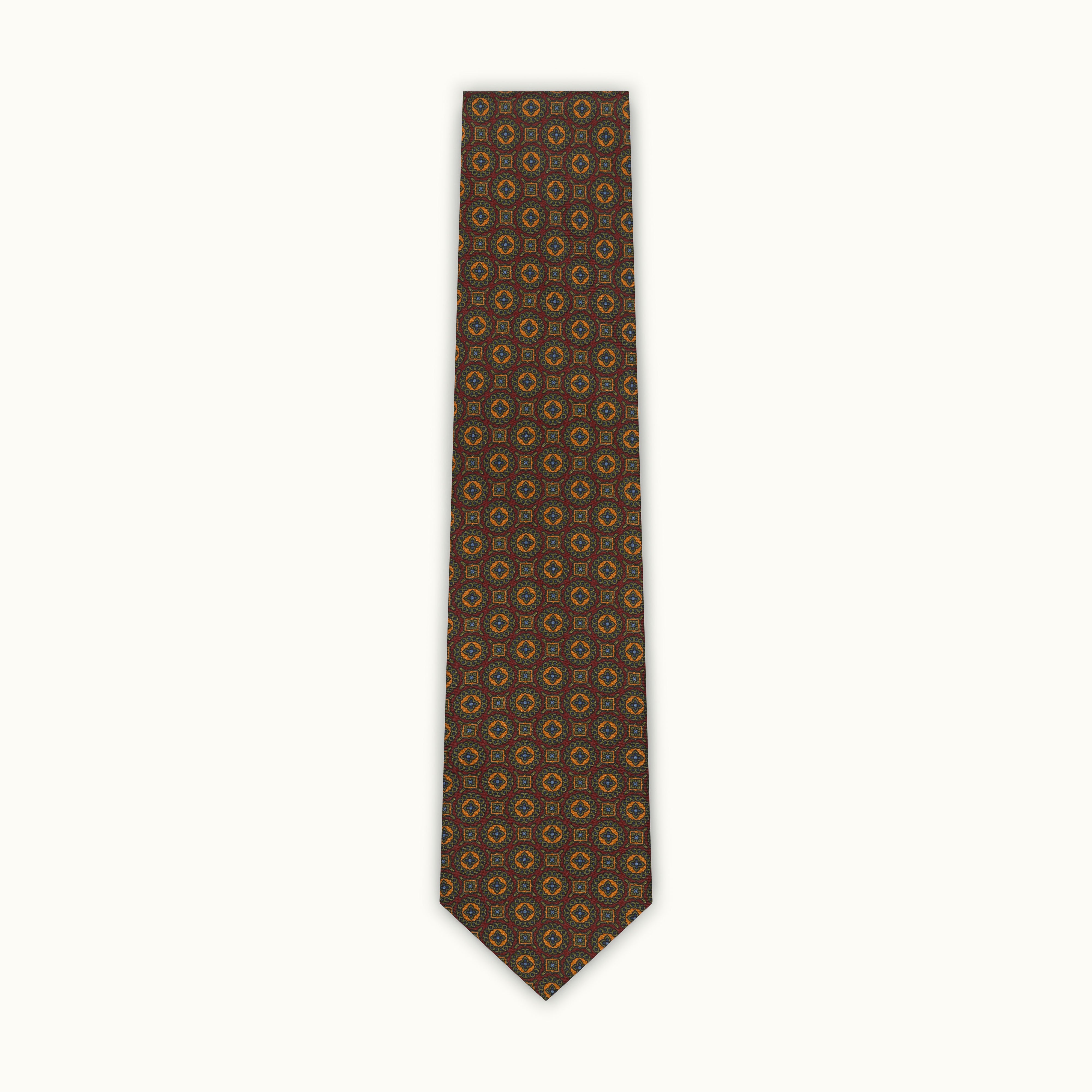 Burgundy Mini Medallion Madder Silk Tie