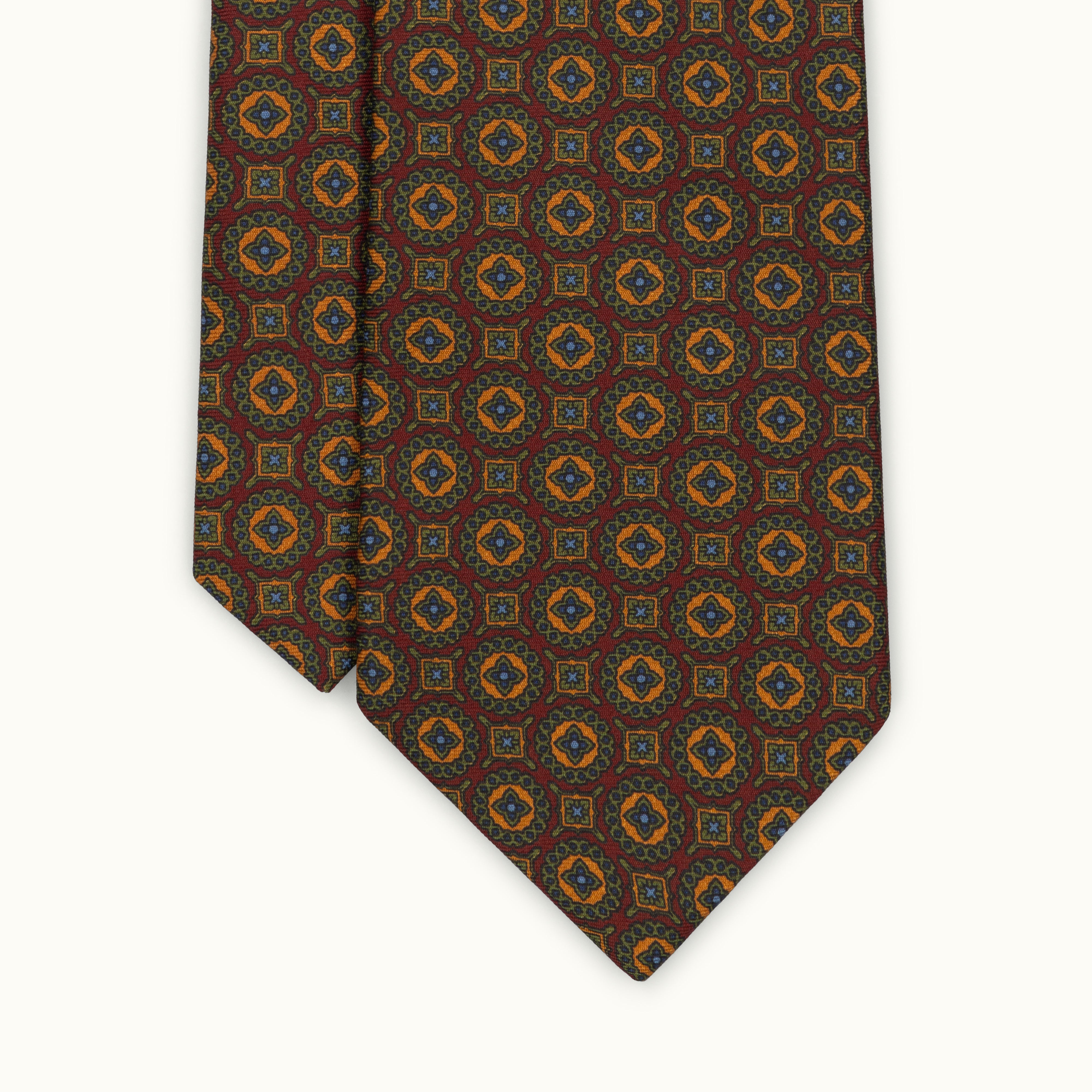 Burgundy Mini Medallion Madder Silk Tie