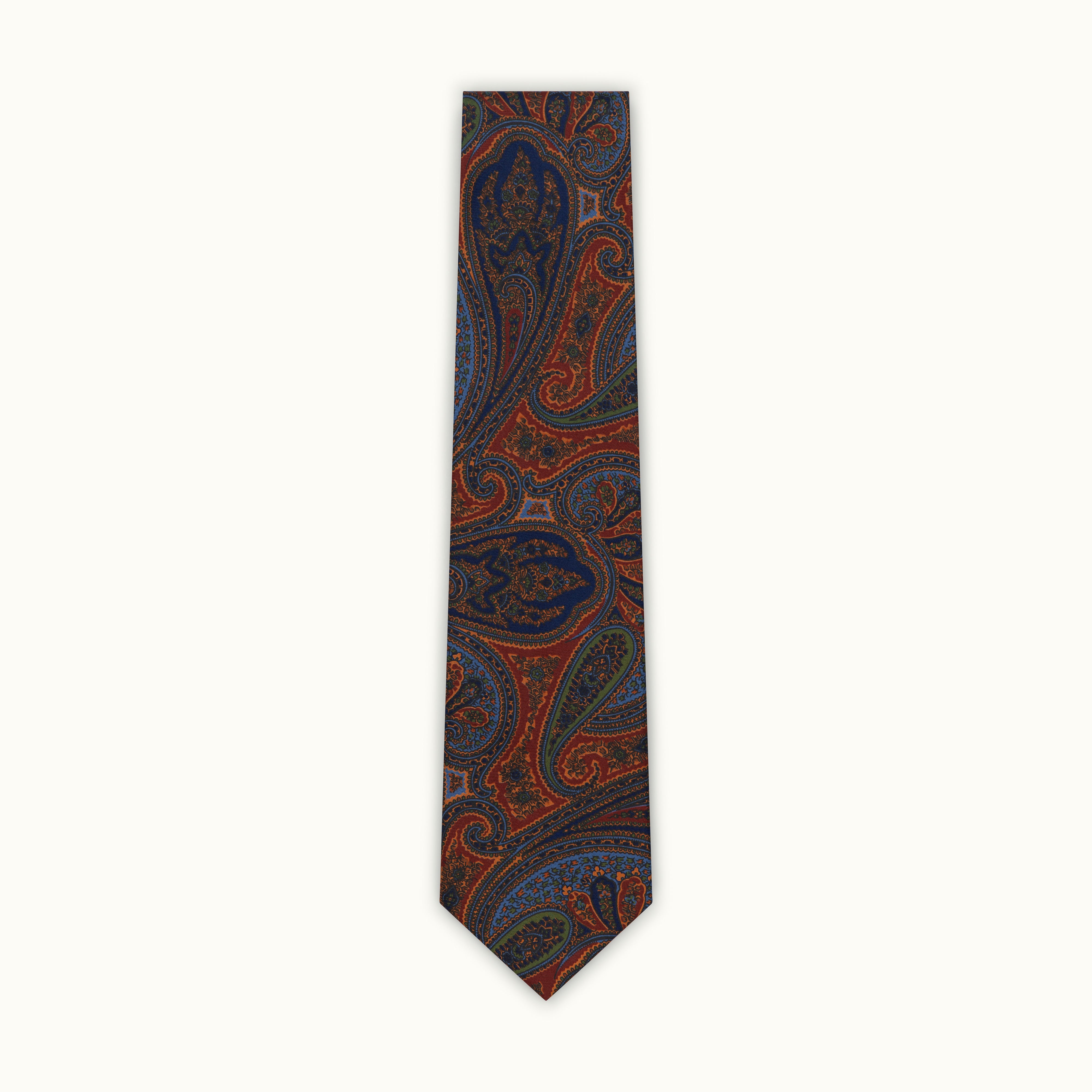 Navy & Burgundy Exploded Paisley Madder Silk Tie