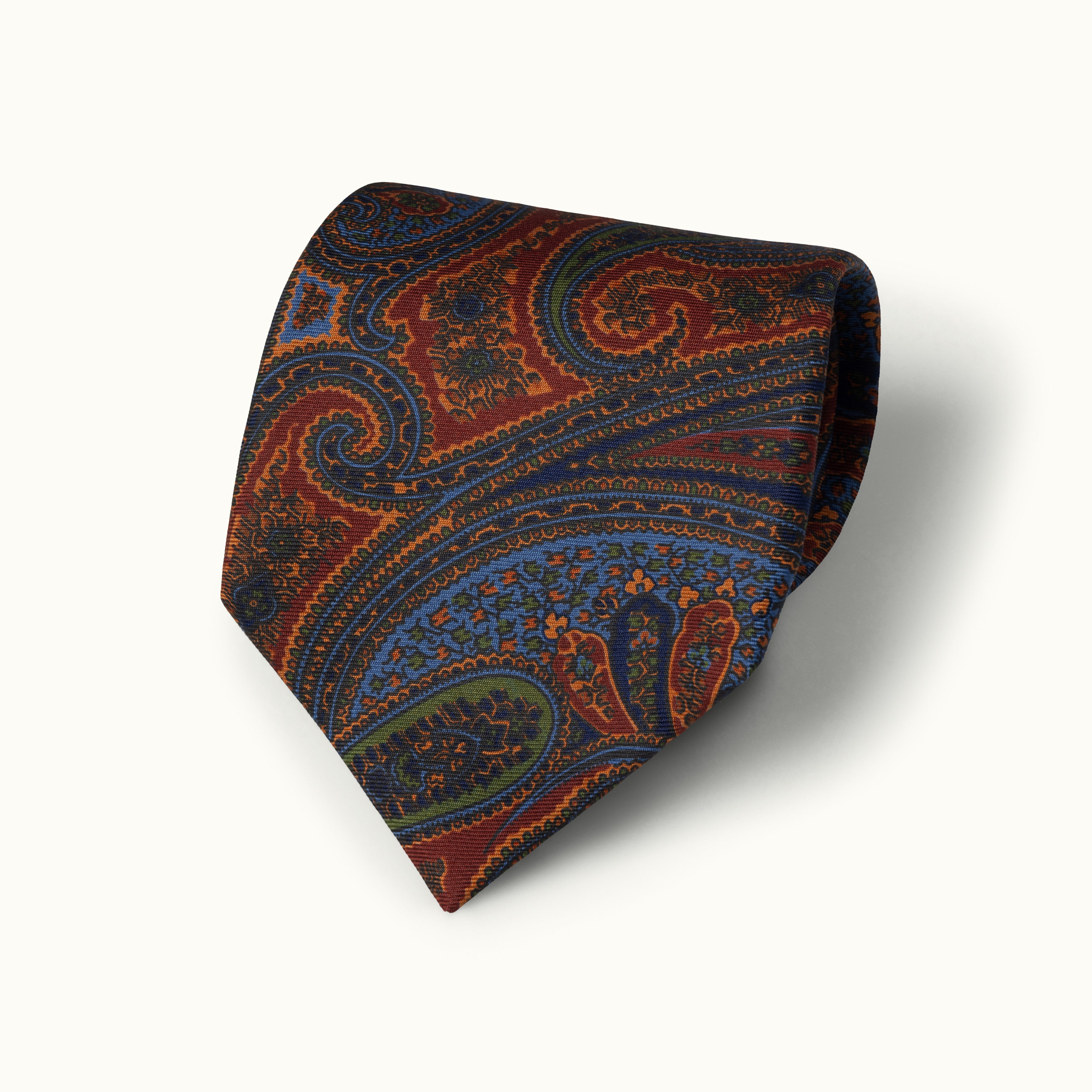 Navy & Burgundy Exploded Paisley Madder Silk Tie