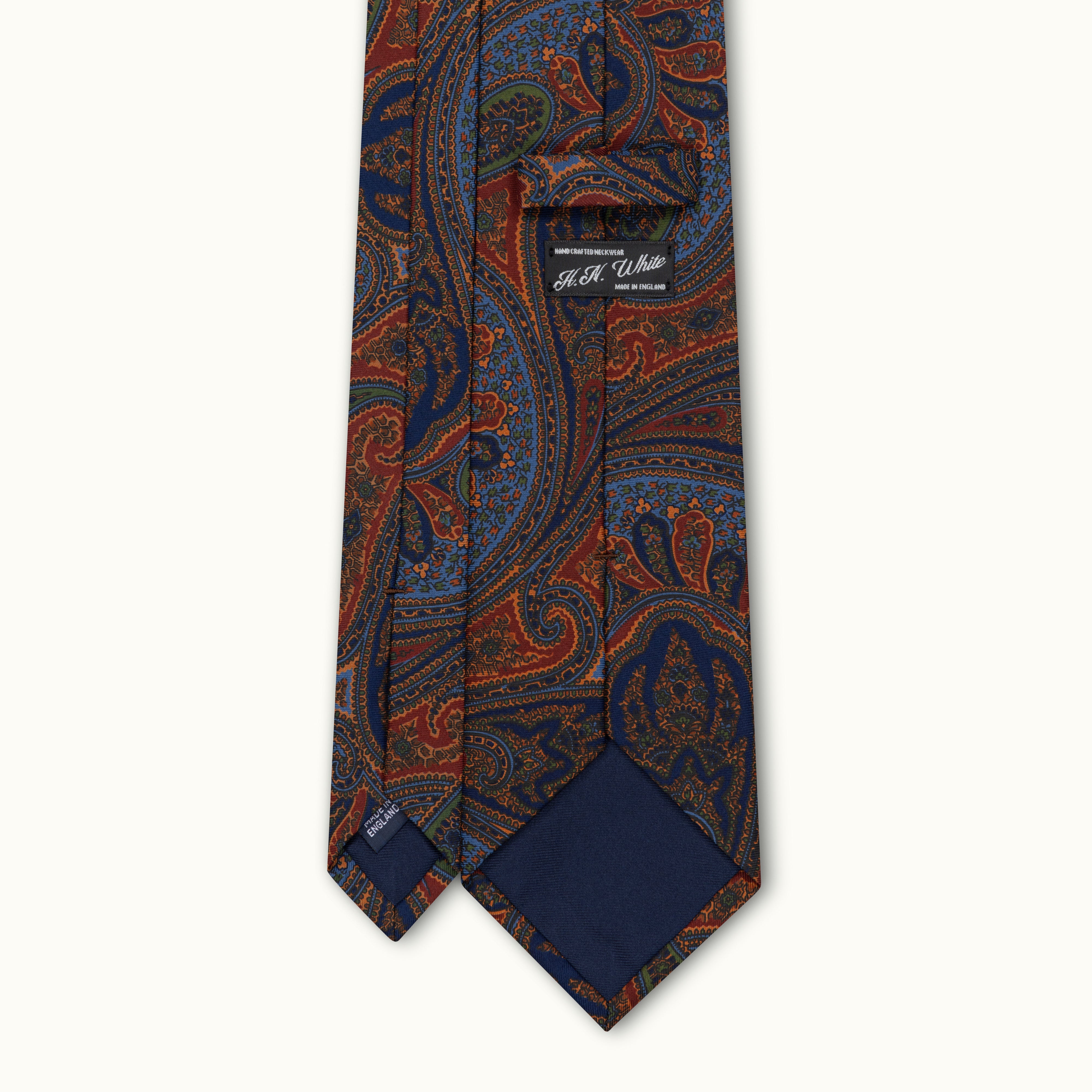 Navy & Burgundy Exploded Paisley Madder Silk Tie