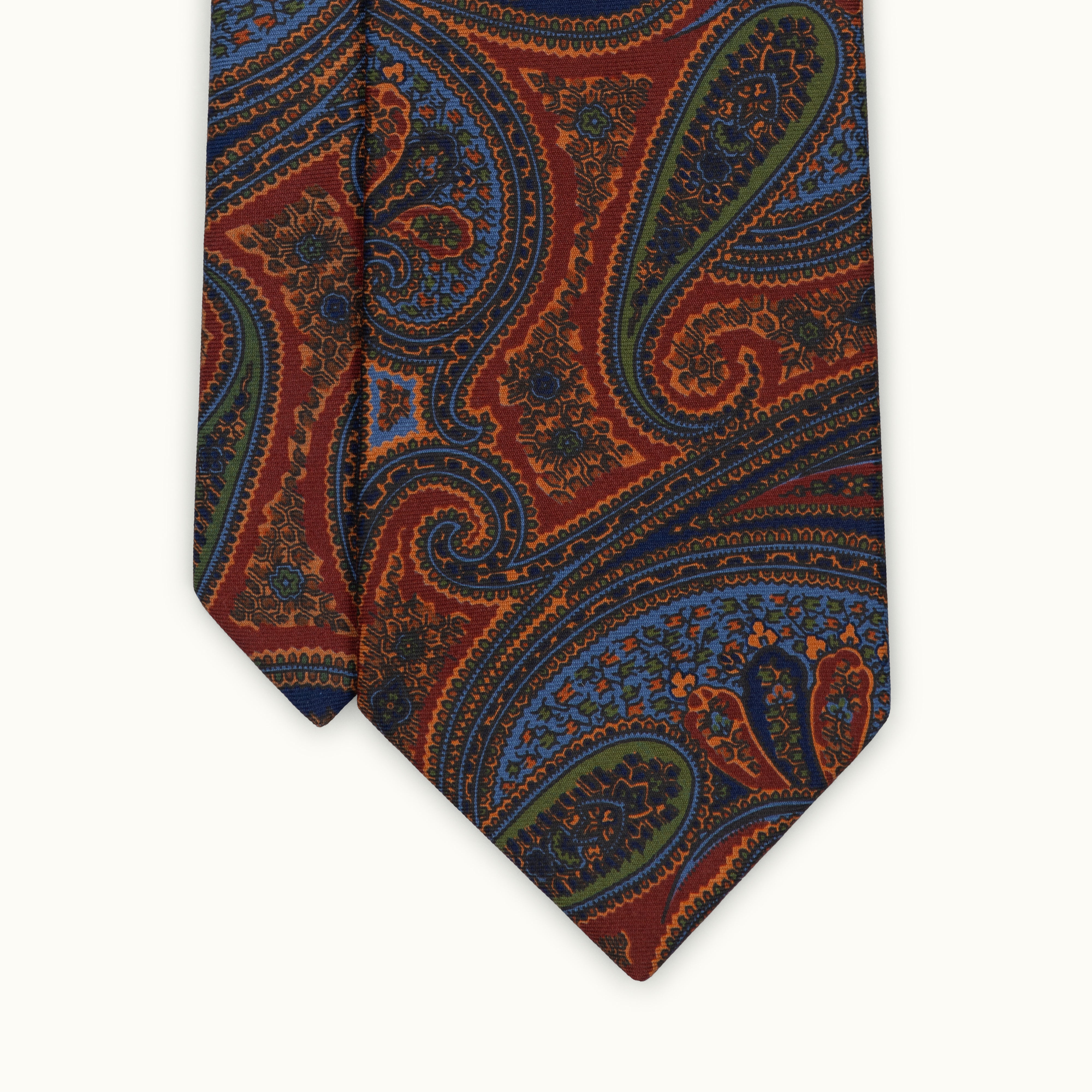 Navy & Burgundy Exploded Paisley Madder Silk Tie