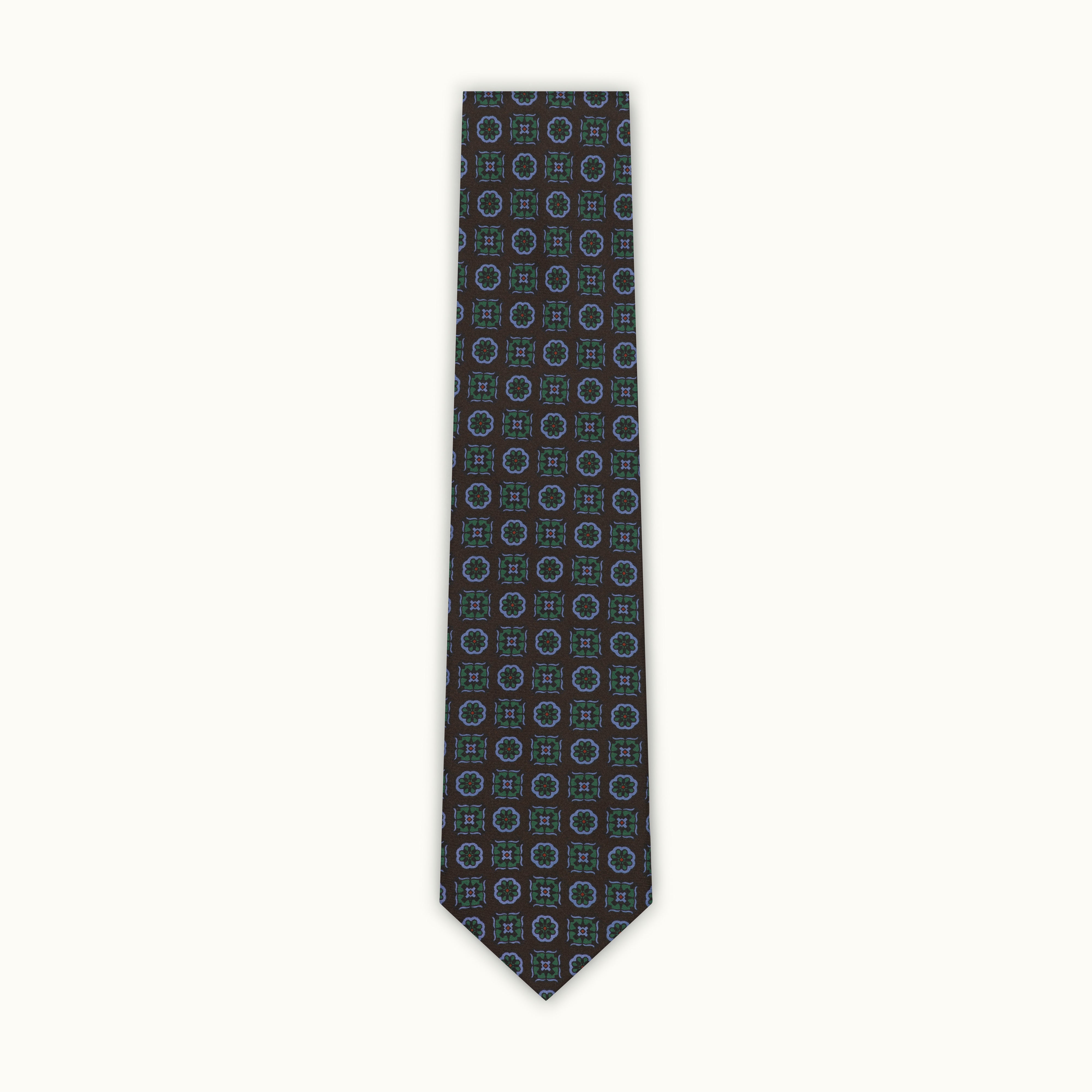 Brown Medallion Madder Silk Tie