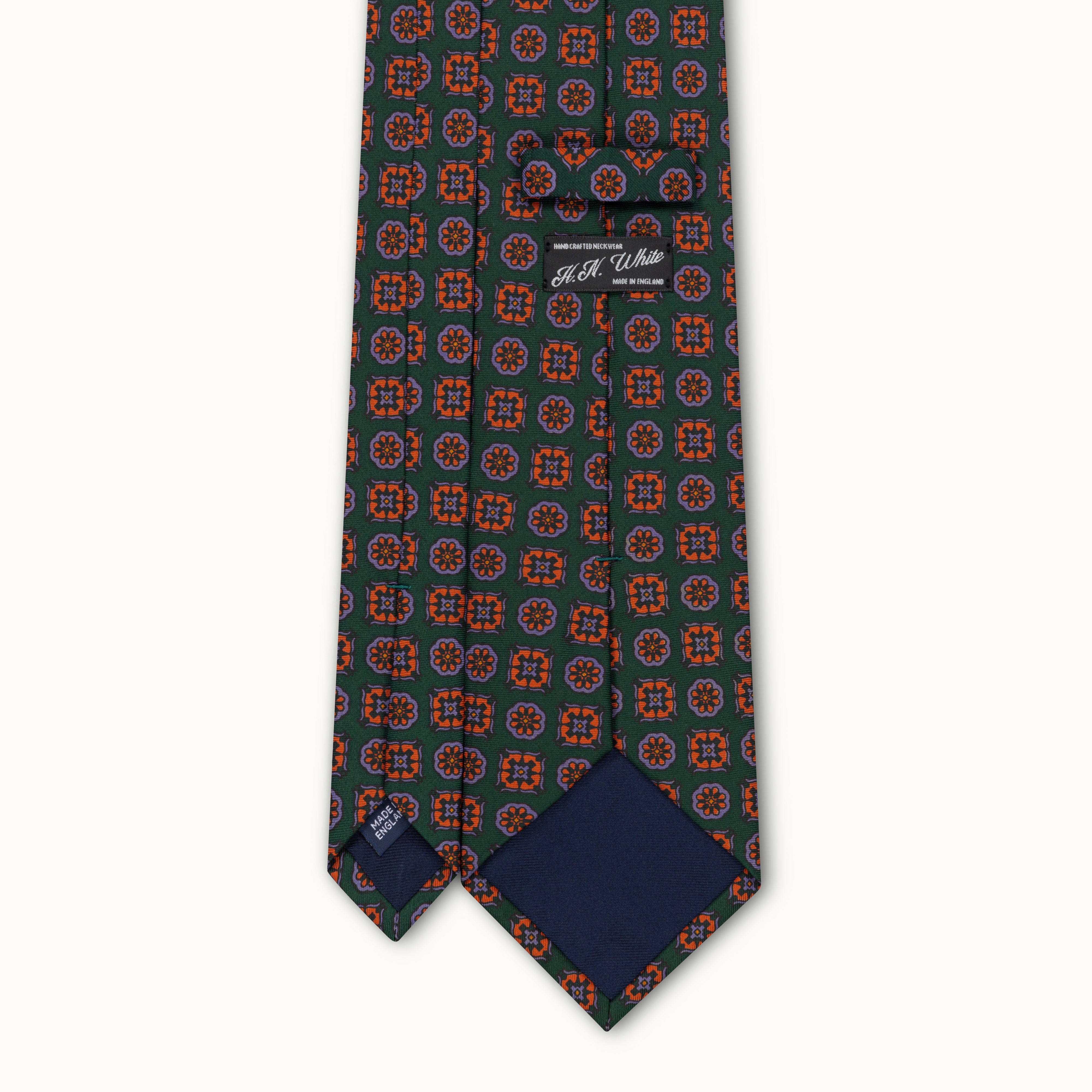 Green Medallion Madder Silk Tie