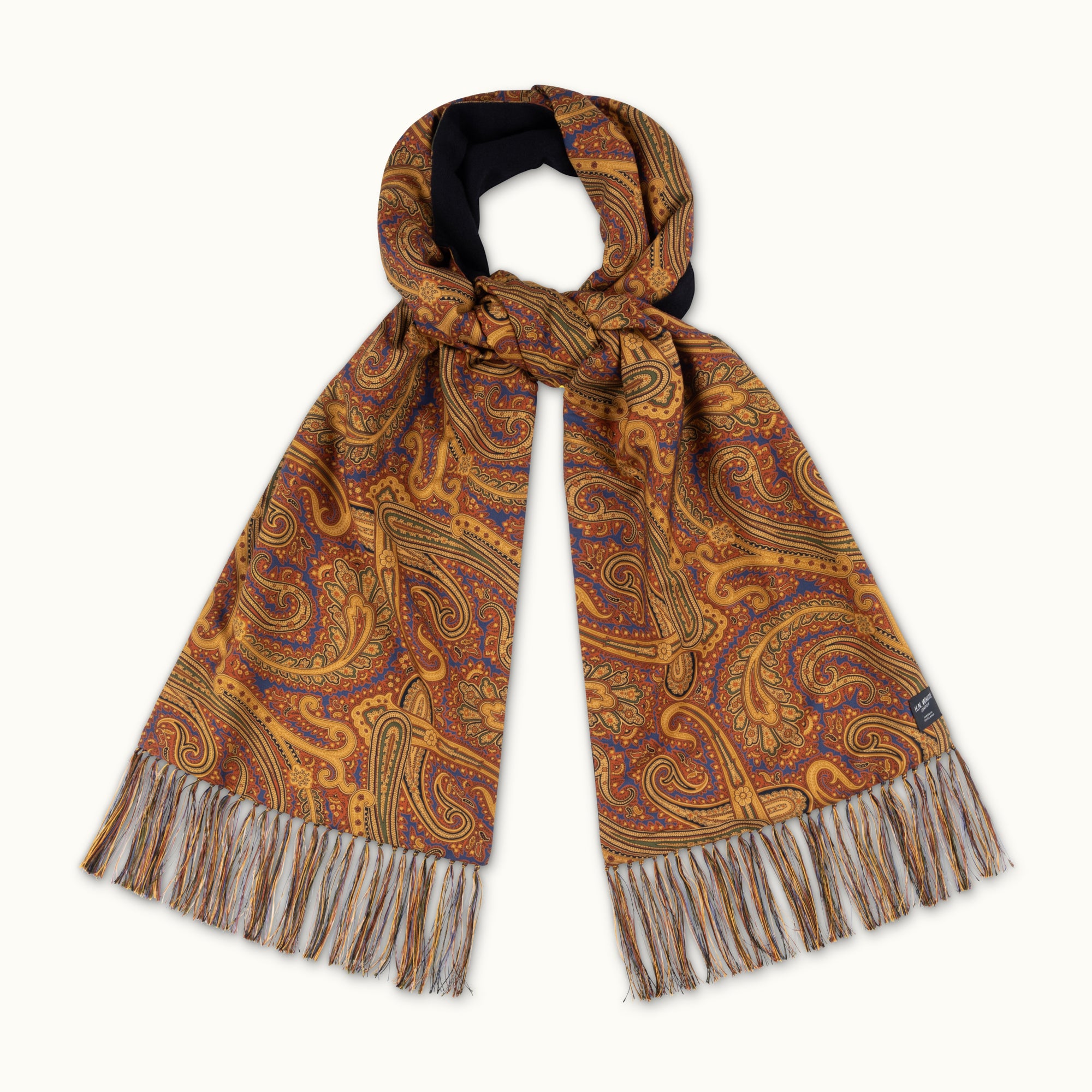 Gold Exploded Paisley Madder and Cashmere Scarf