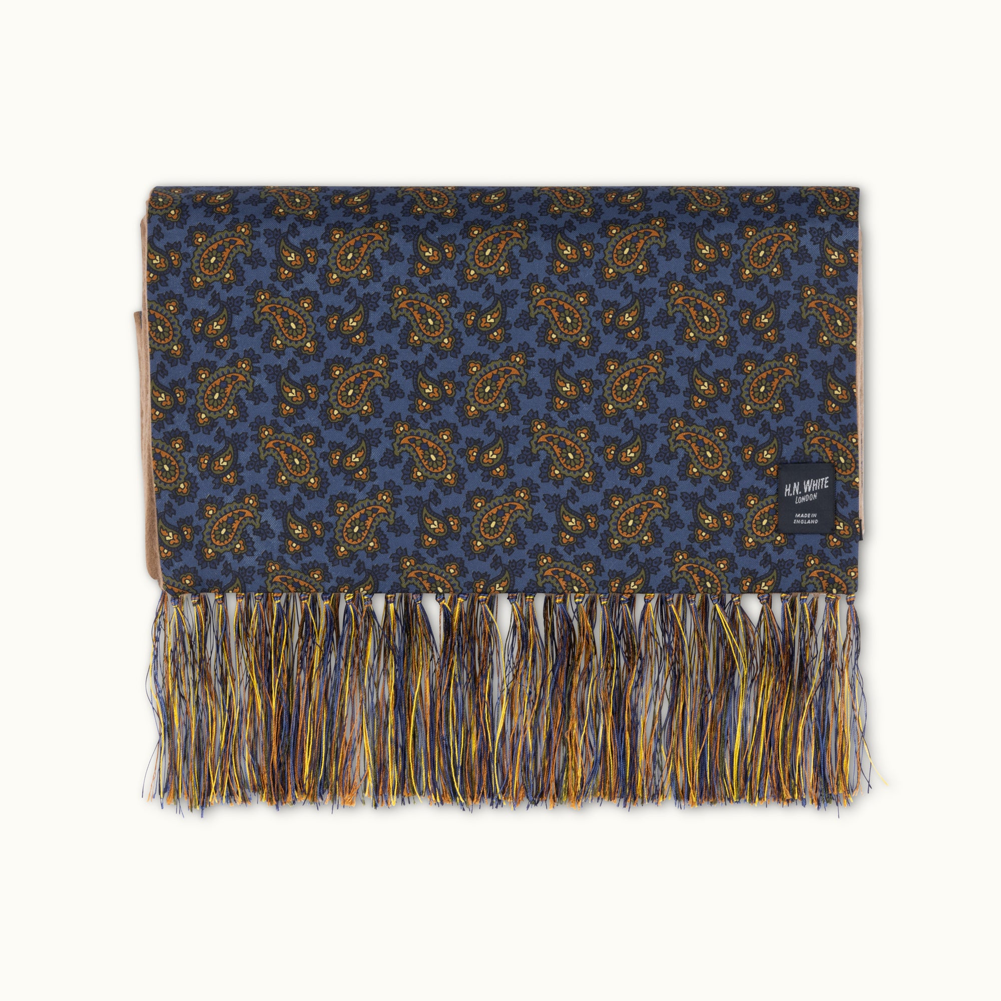 Blue Paisley Madder and Cashmere Scarf