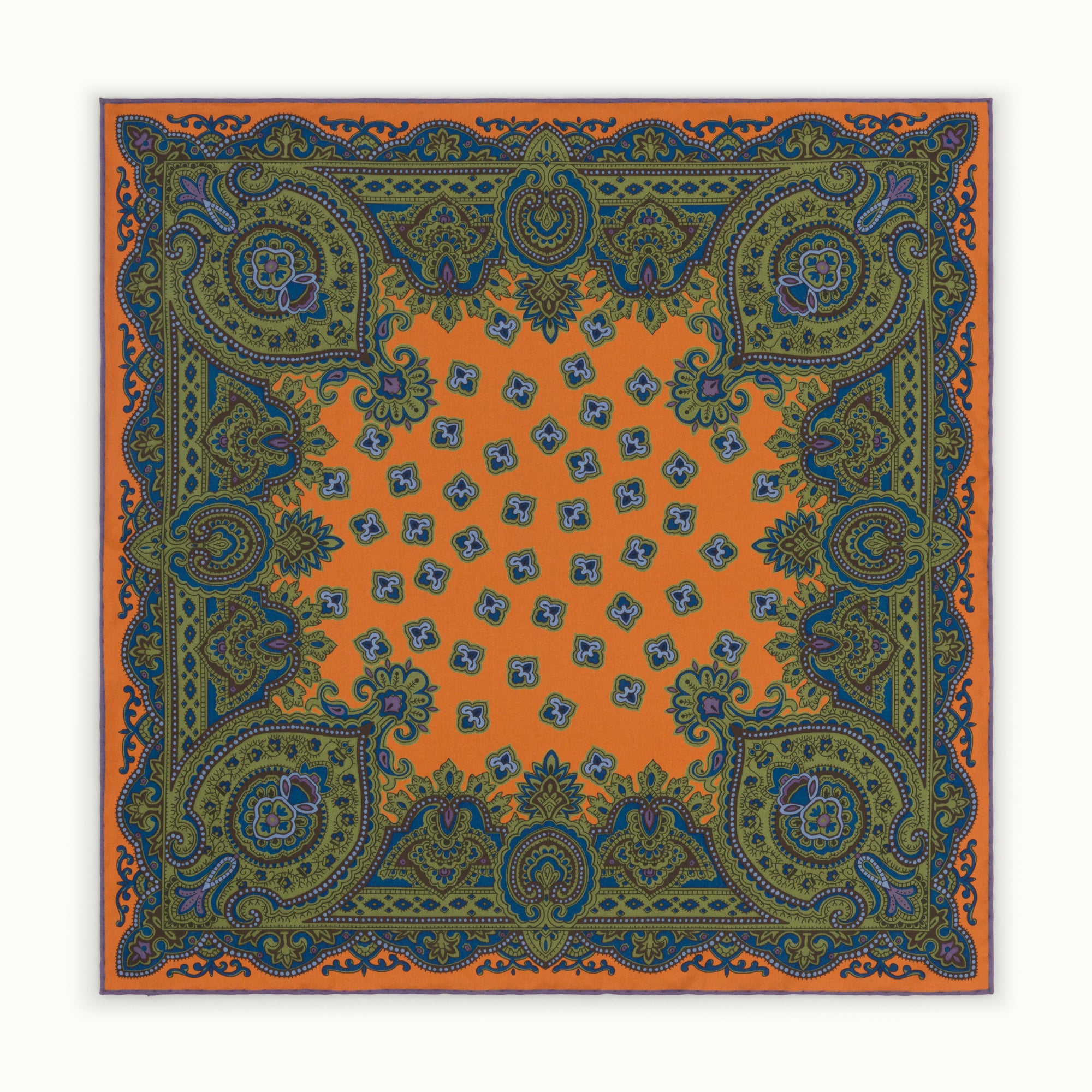 Rust Tumbling Acorns Heritage Madder Pocket Square