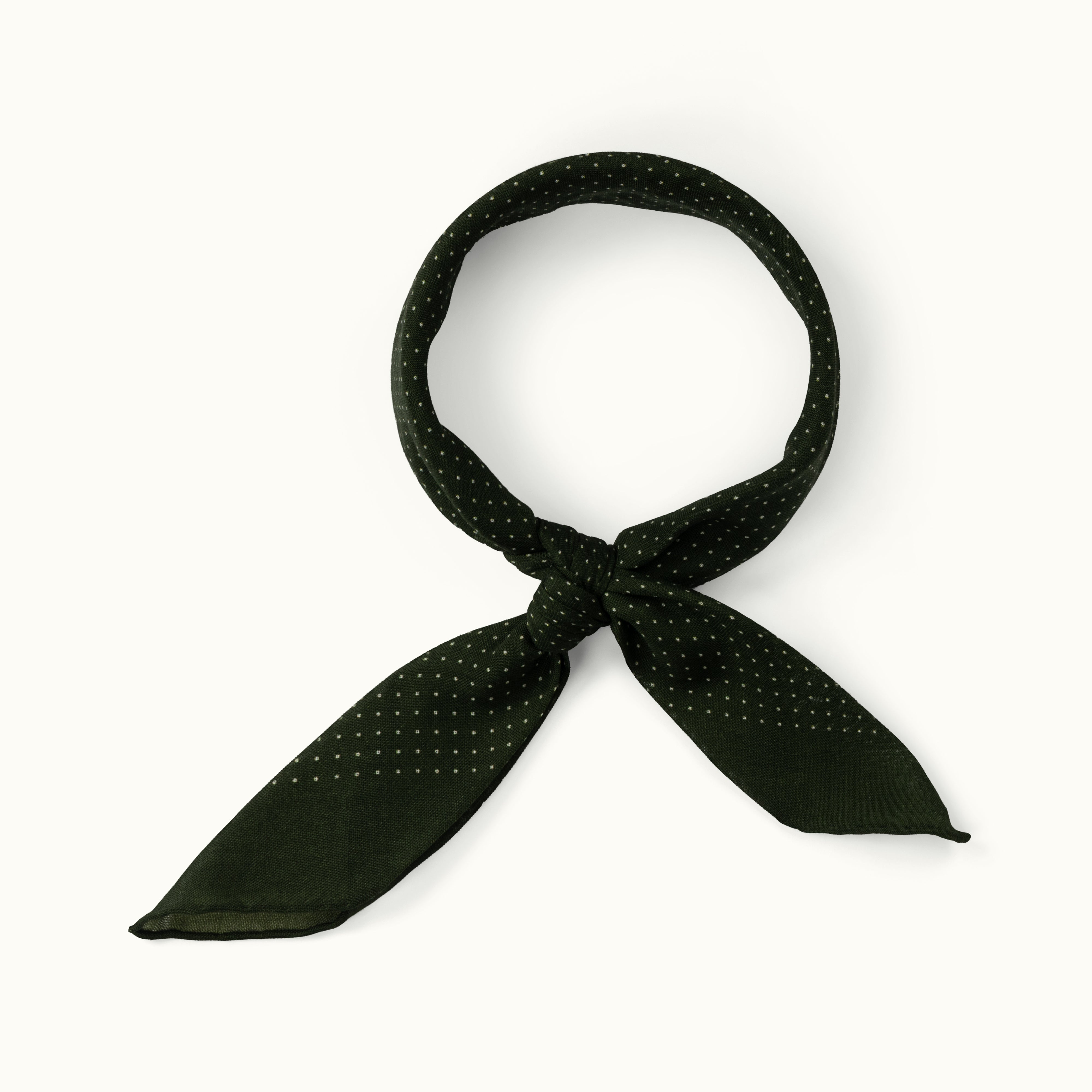 Dark Green Pindot Wool-Silk Neckerchief