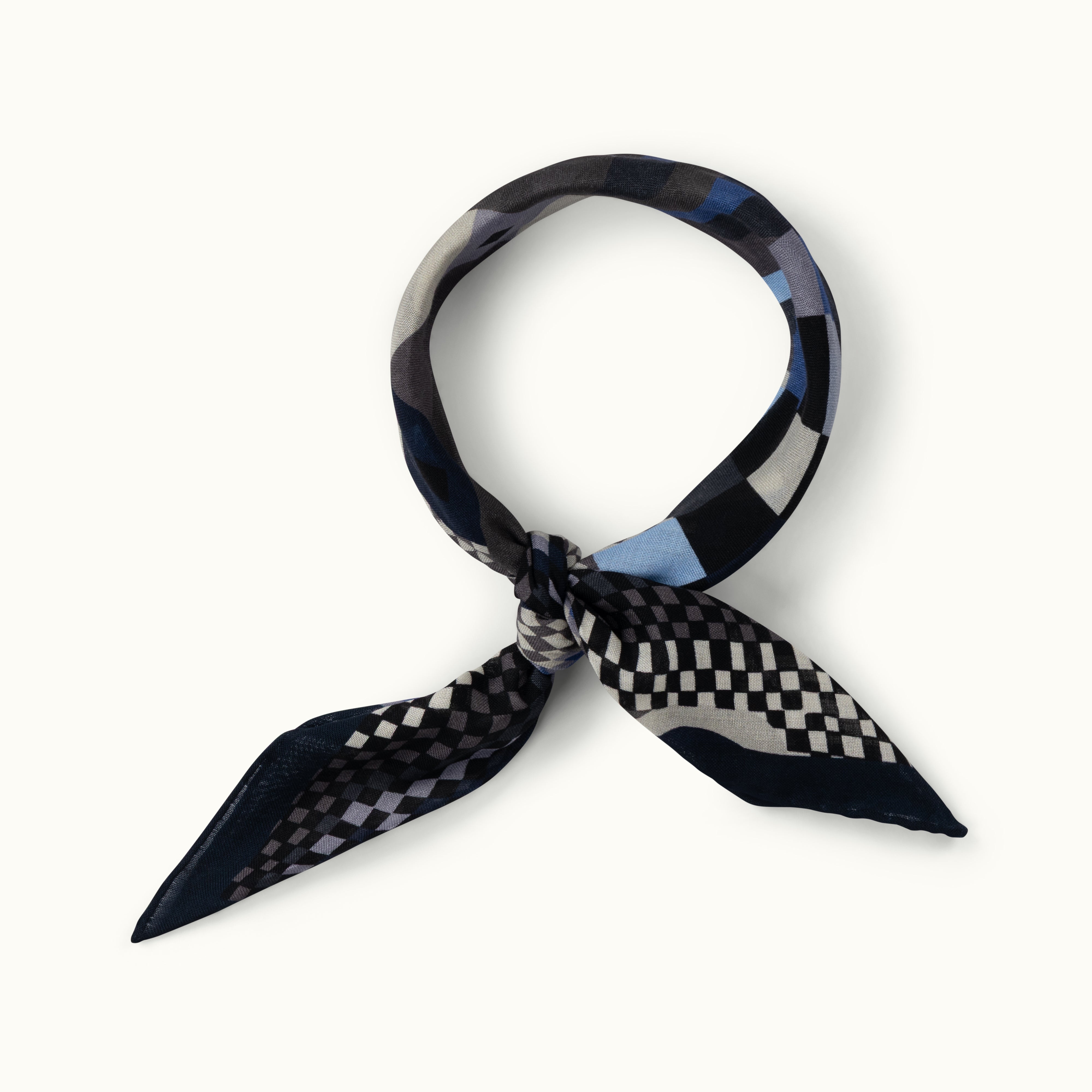 Blue & Grey Abstract Wool-Silk Neckerchief