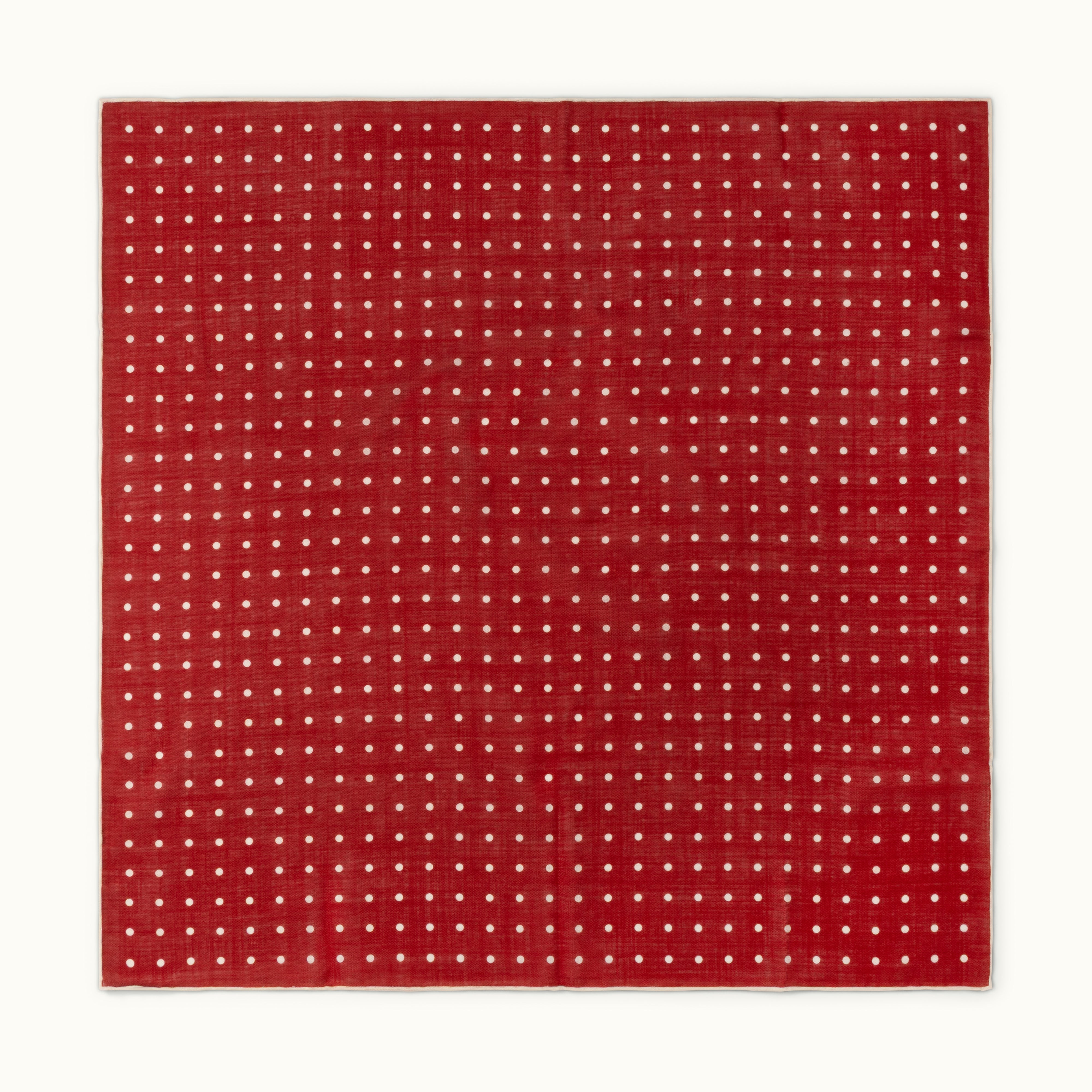 Red Wool-Silk Spotted Neckerchief