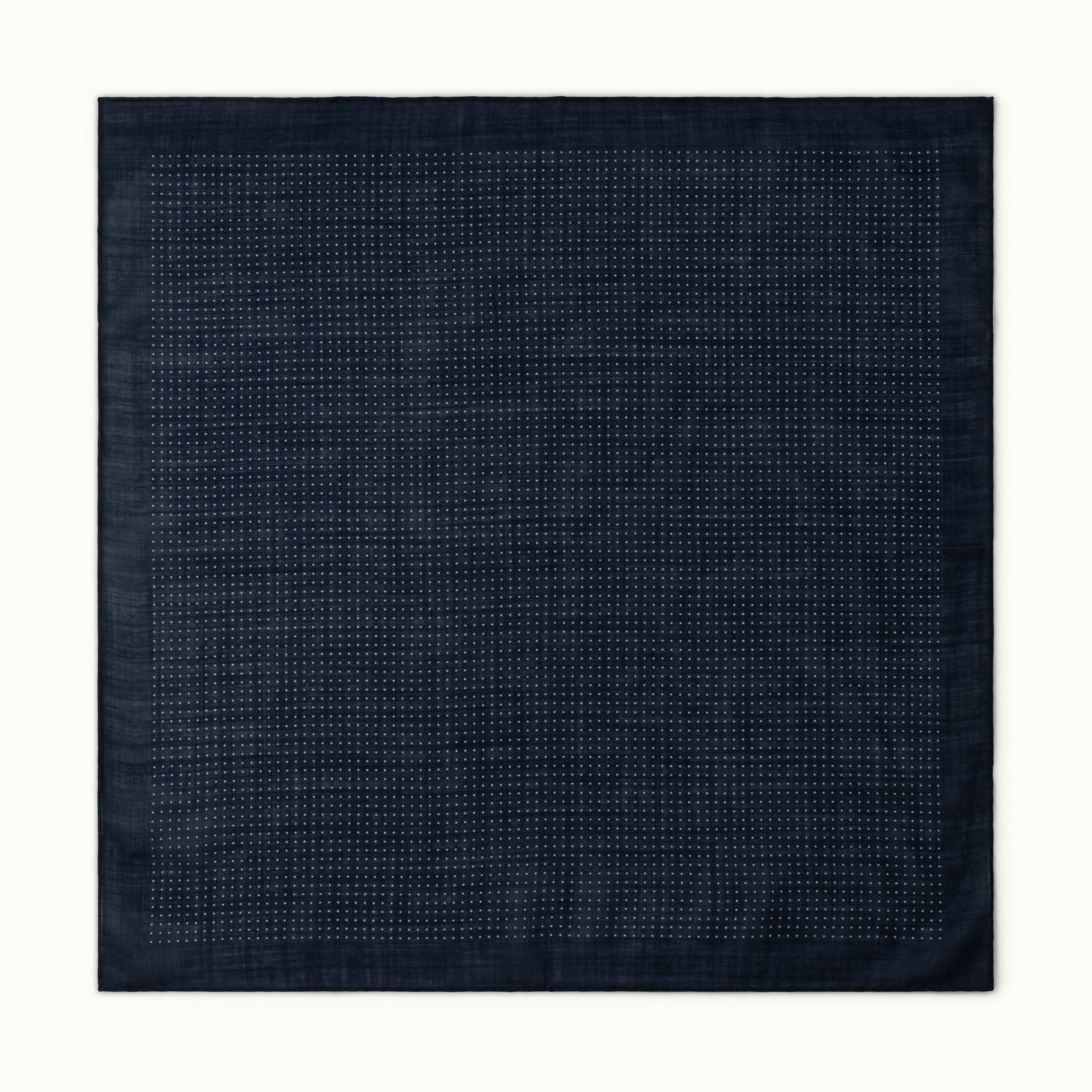 Navy Blue Pindot Wool-Silk Neckerchief