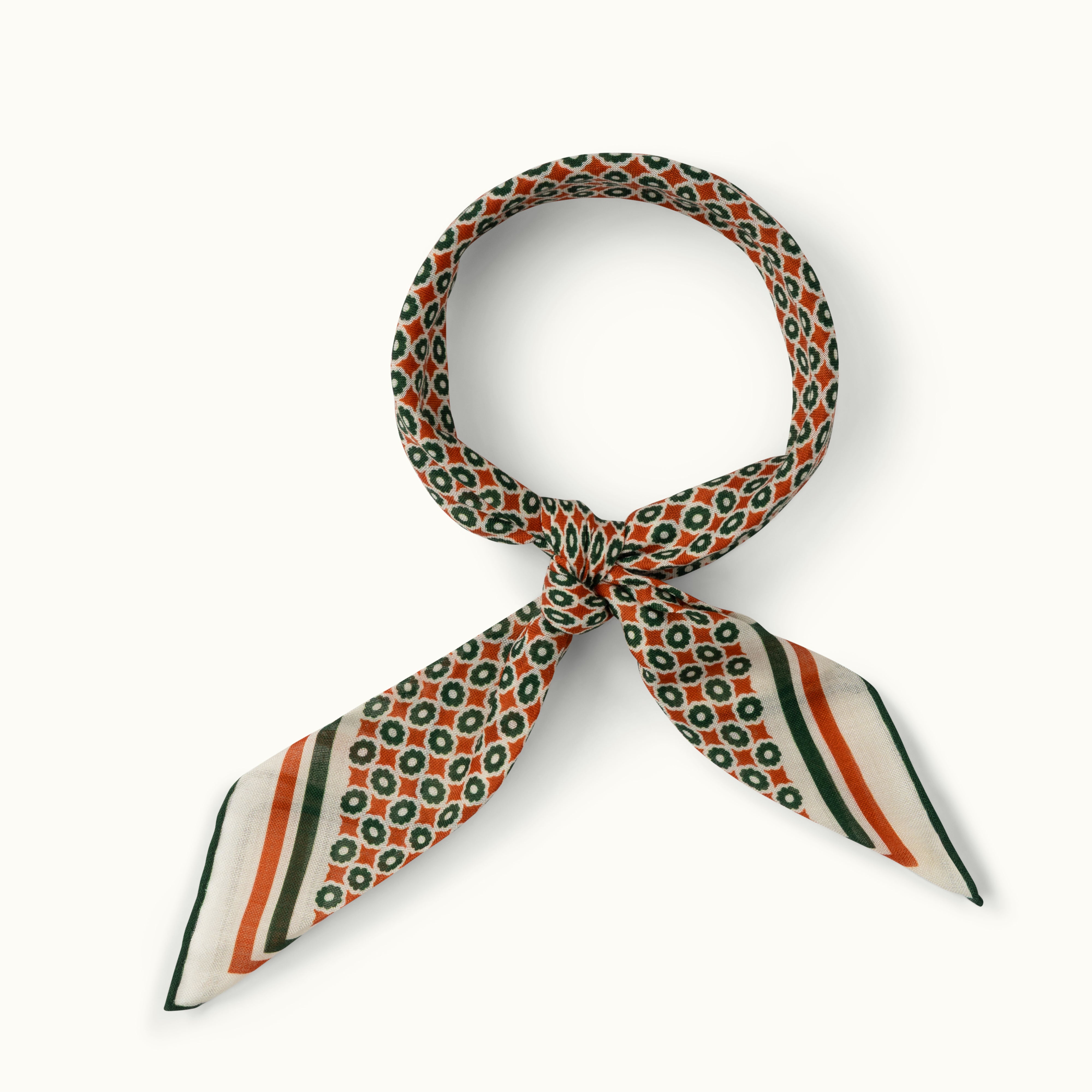 Green & Orange Archive Print Wool-Silk Neckerchief