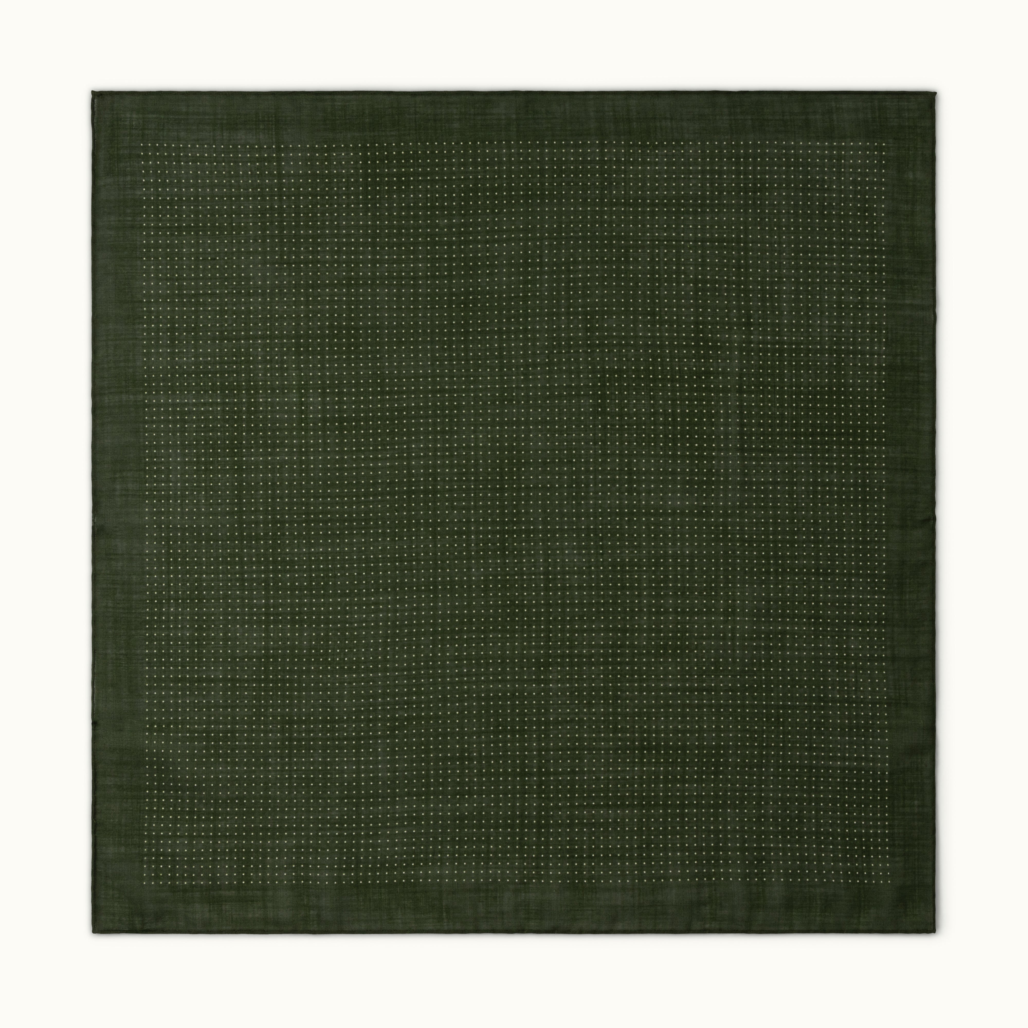 Dark Green Pindot Wool-Silk Neckerchief