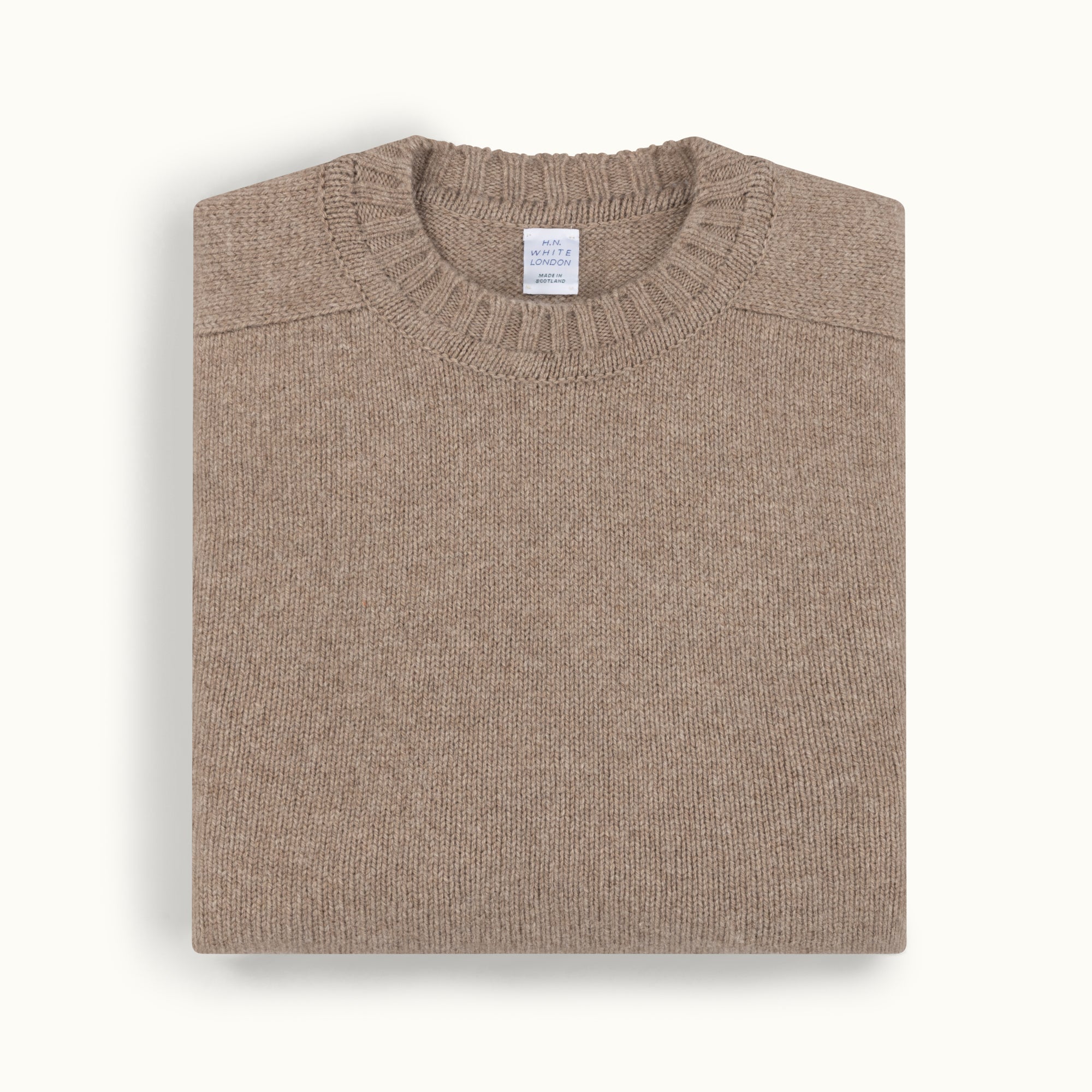 Natural Vintage 3-Ply Saddle Shoulder Crew Neck