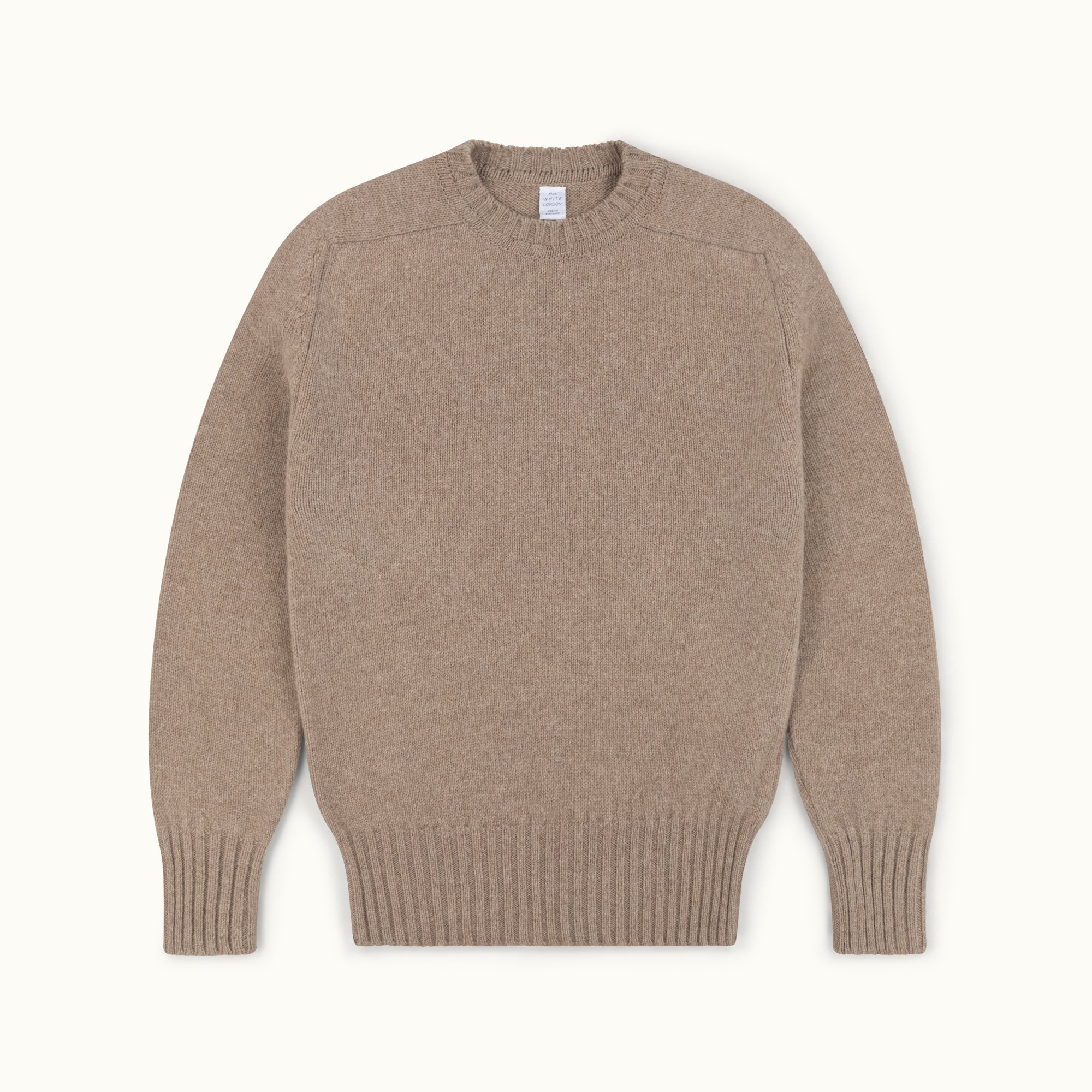 Natural Vintage 3-Ply Saddle Shoulder Crew Neck