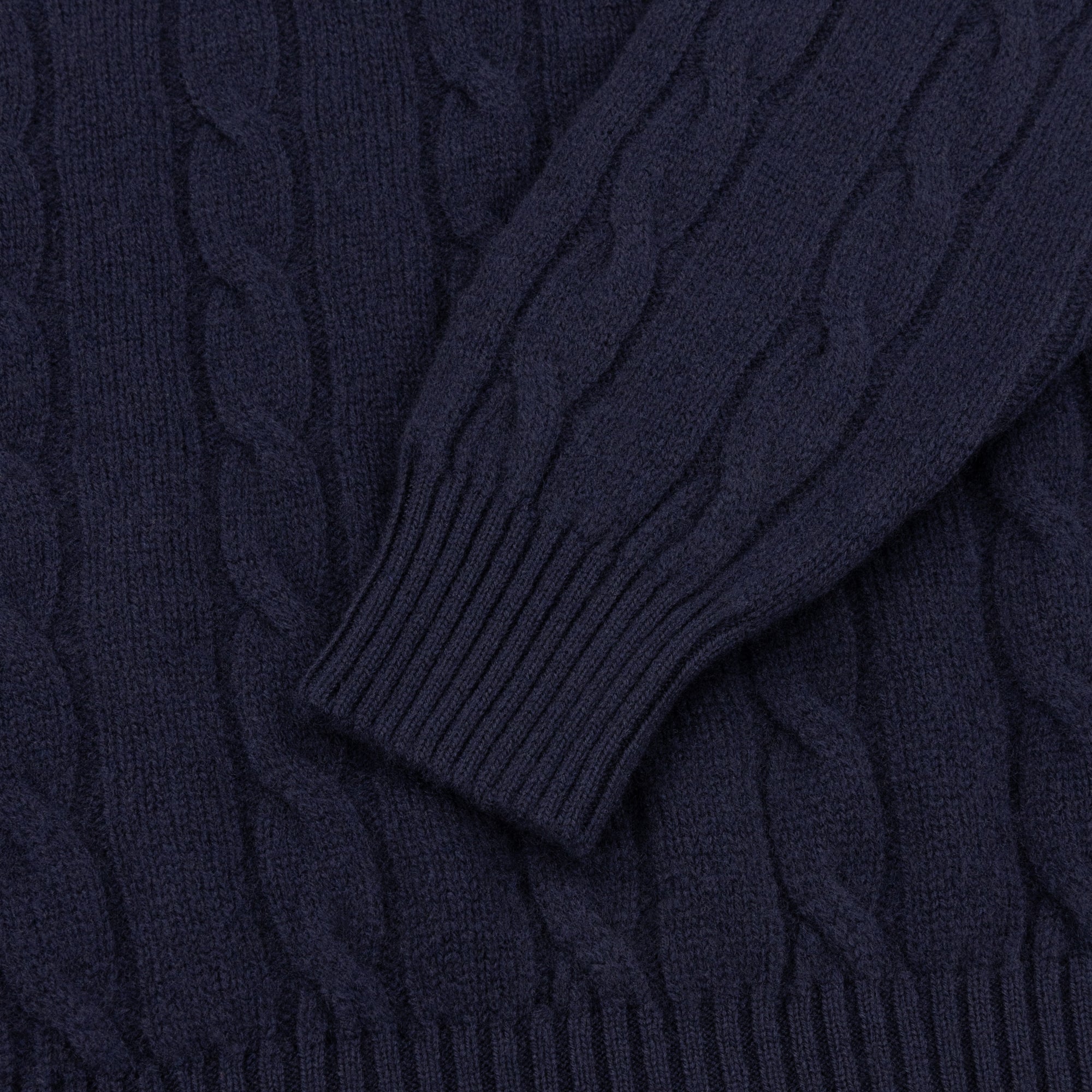 Navy Blue Cable Knit Cashmere Jumper