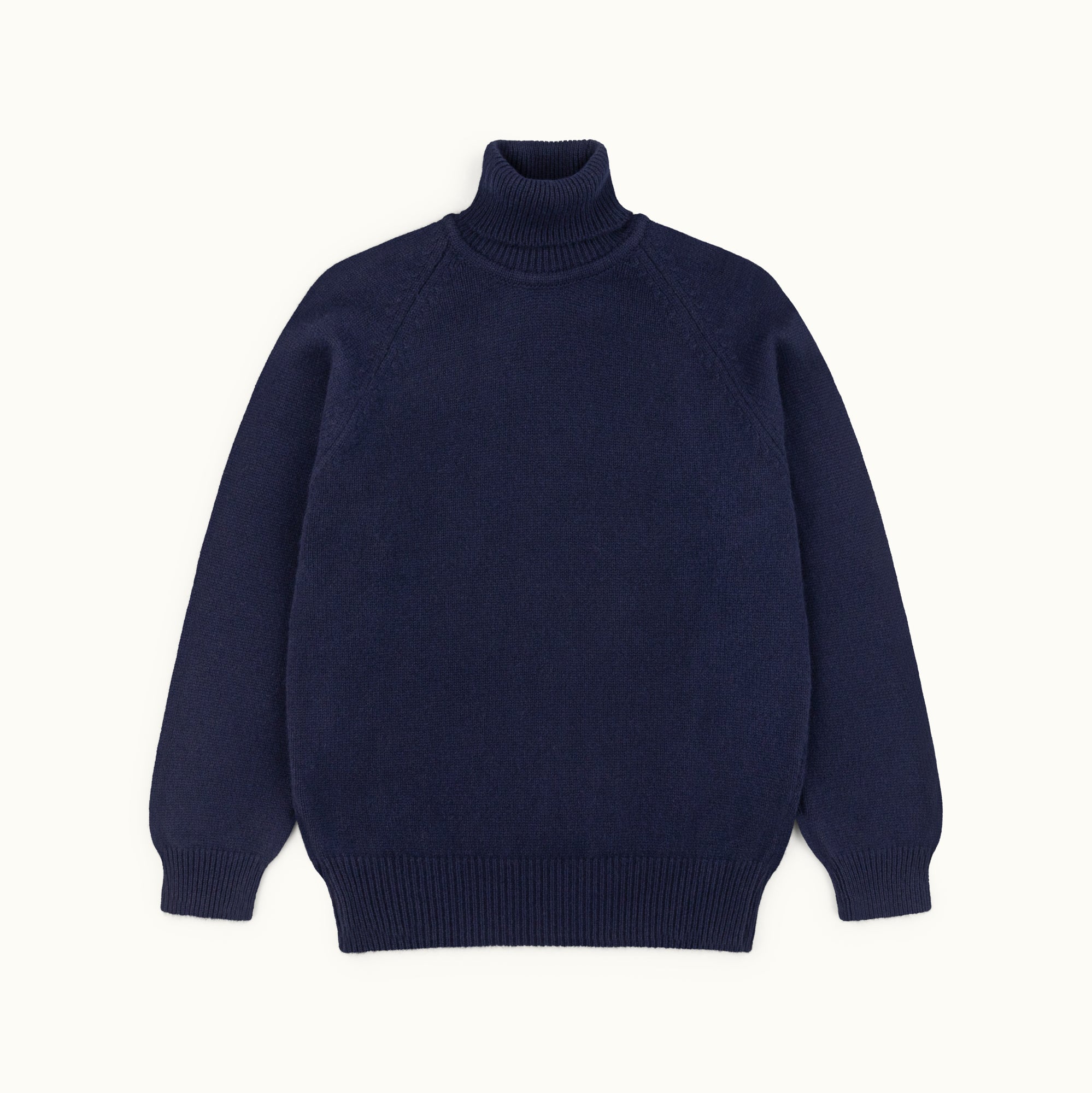 Navy Raglan Cashmere Roll Neck