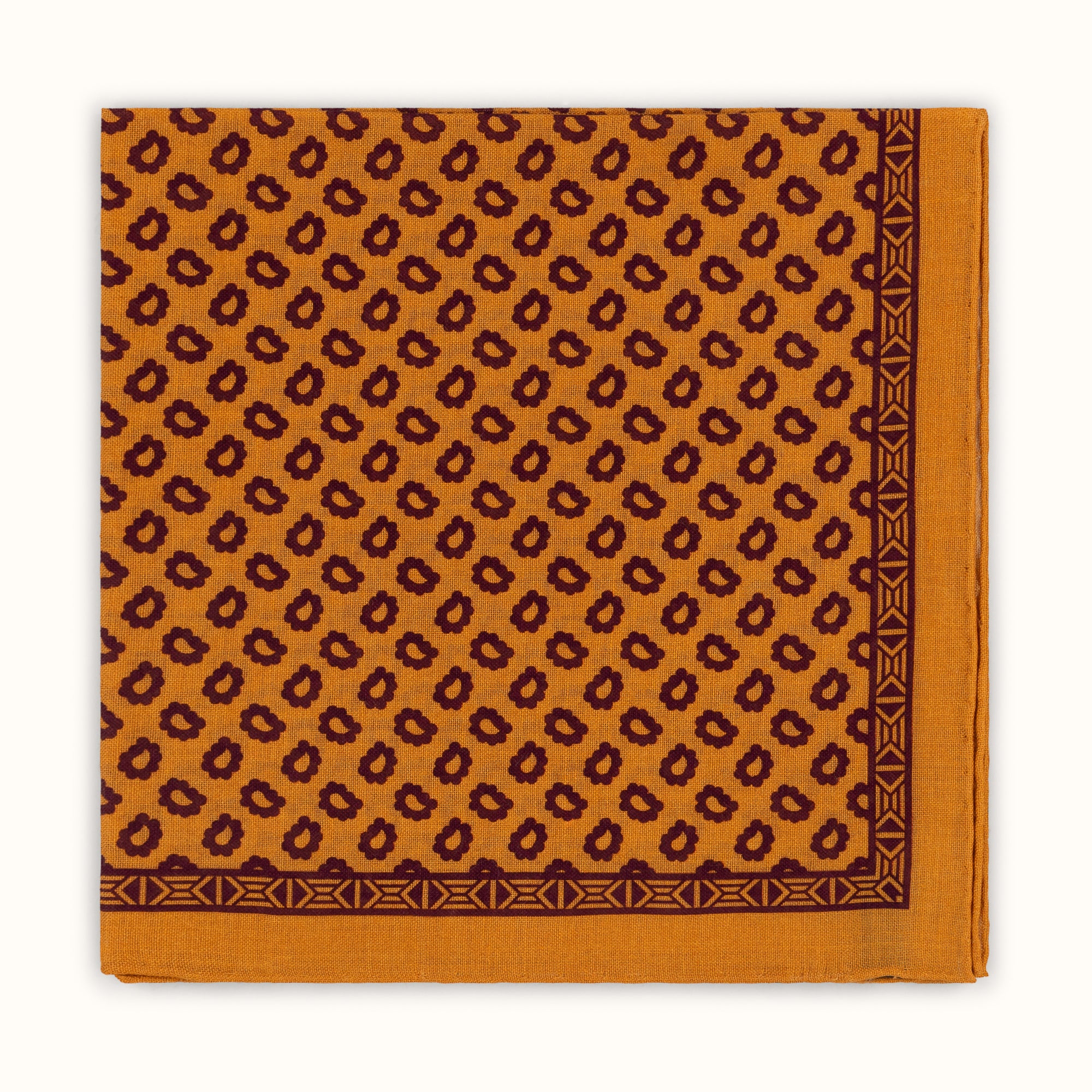 Ochre & Burgundy Paisley Pocket Square