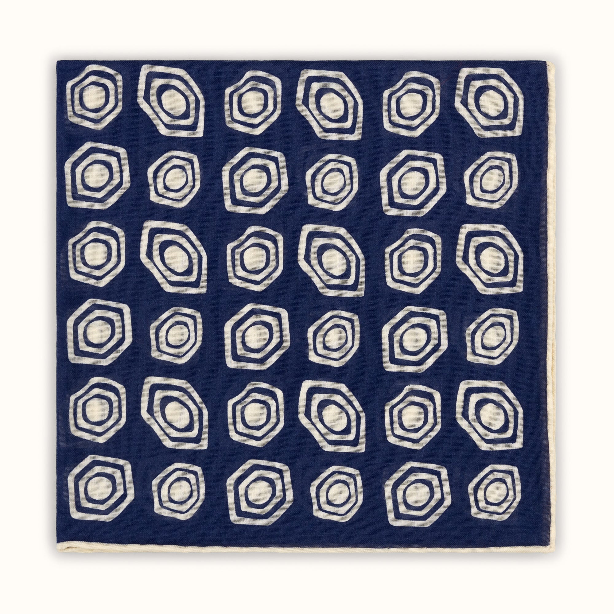 Navy & Ecru Deco Pocket Square