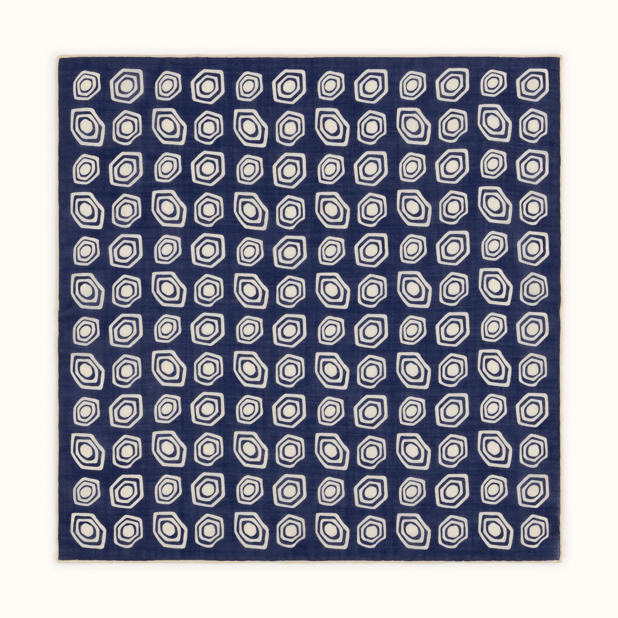 Navy & Ecru Deco Pocket Square