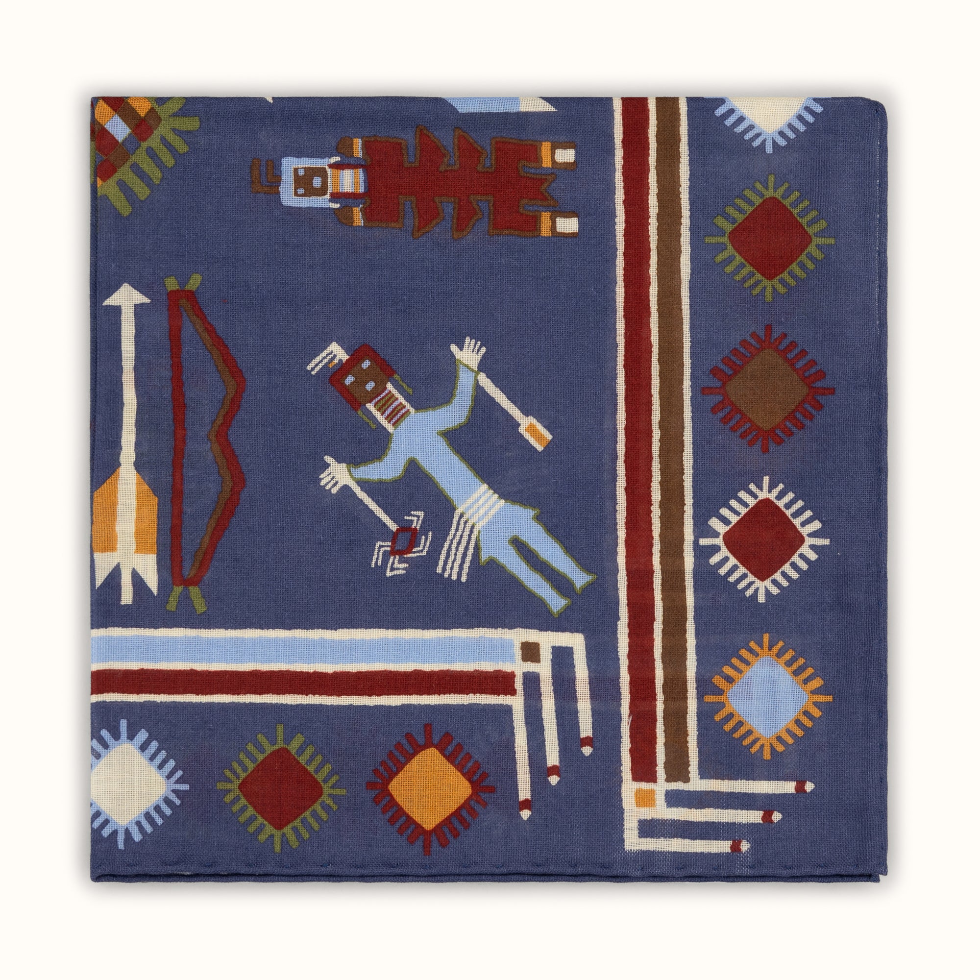 Navy Aztec Pocket Square