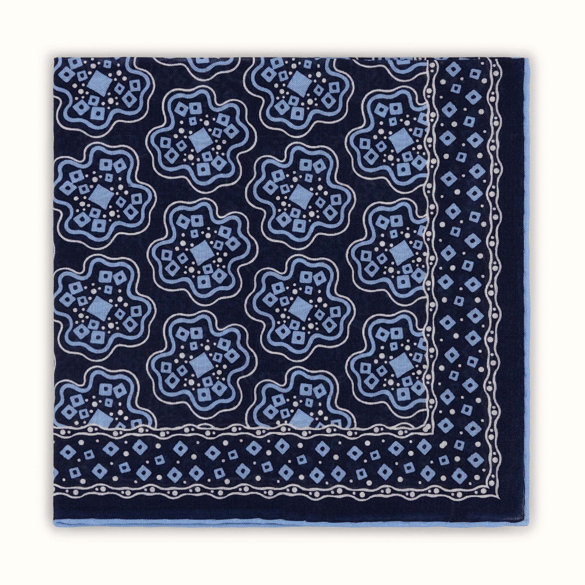 Navy & Sky Tumbling Geometric Pocket Square