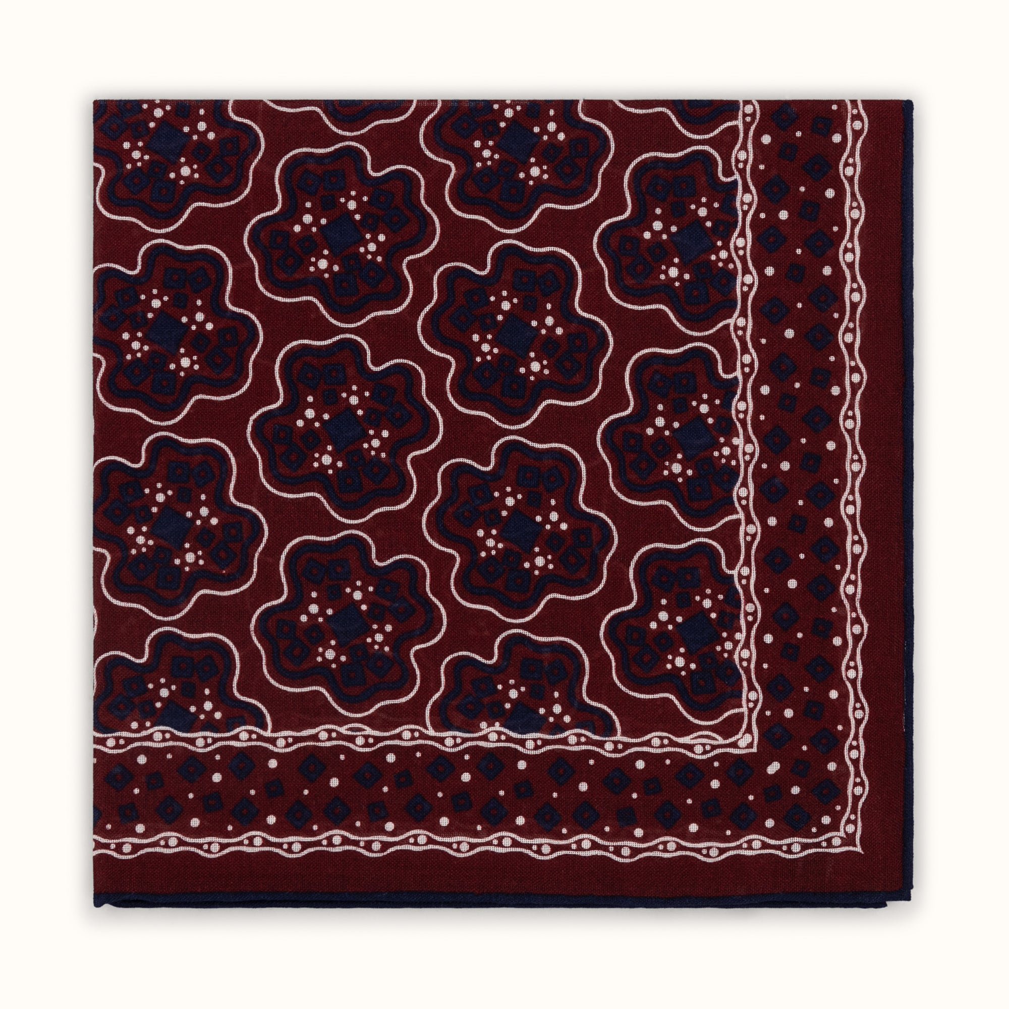 Burgundy & Navy Tumbling Geometric Pocket Square
