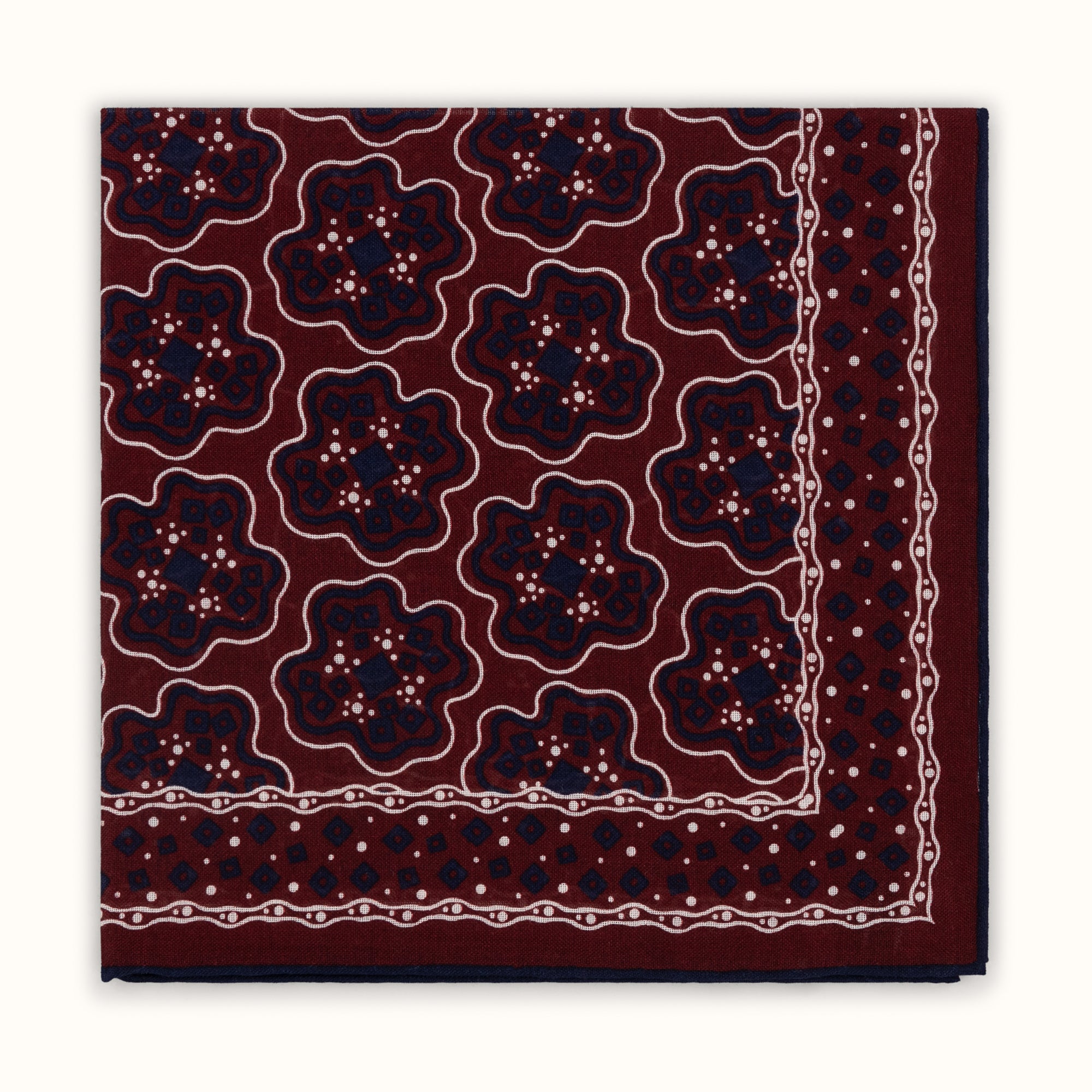 Burgundy & Navy Tumbling Geometric Pocket Square