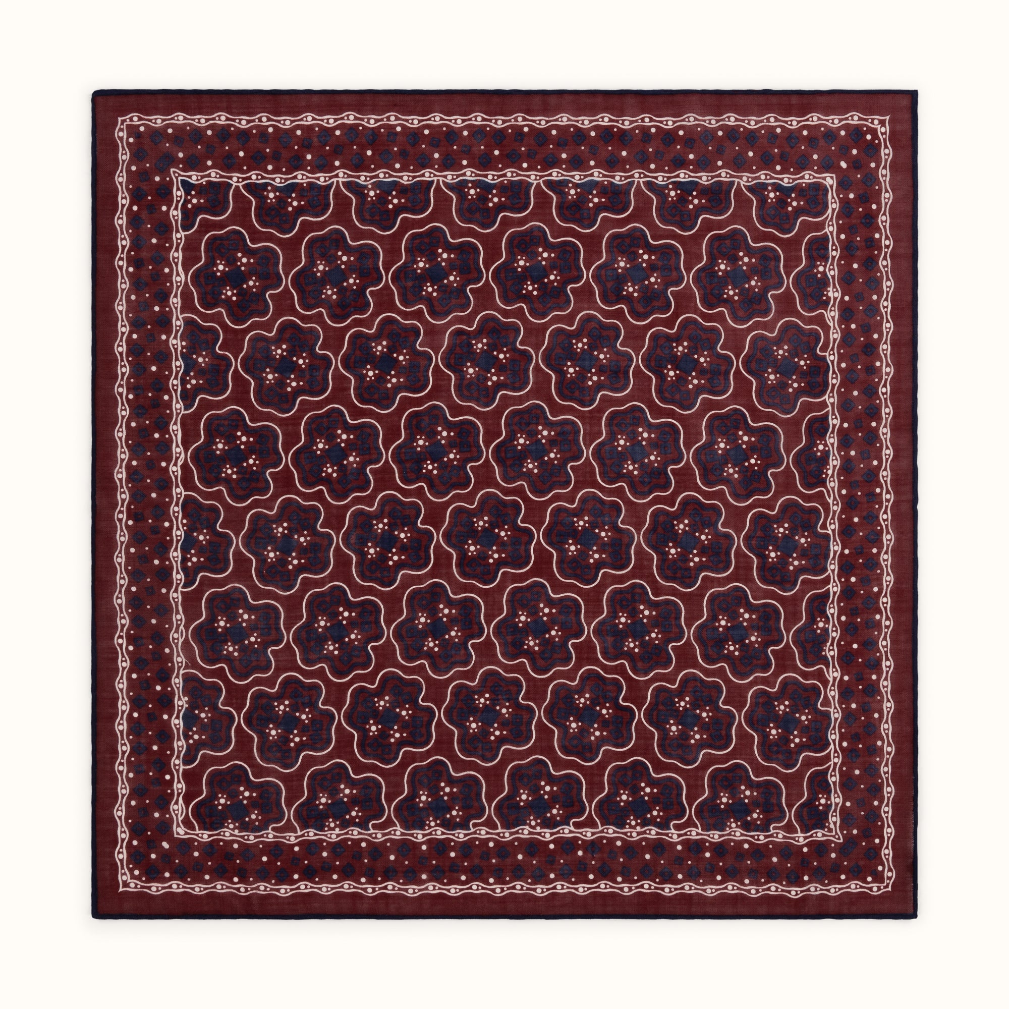 Burgundy & Navy Tumbling Geometric Pocket Square