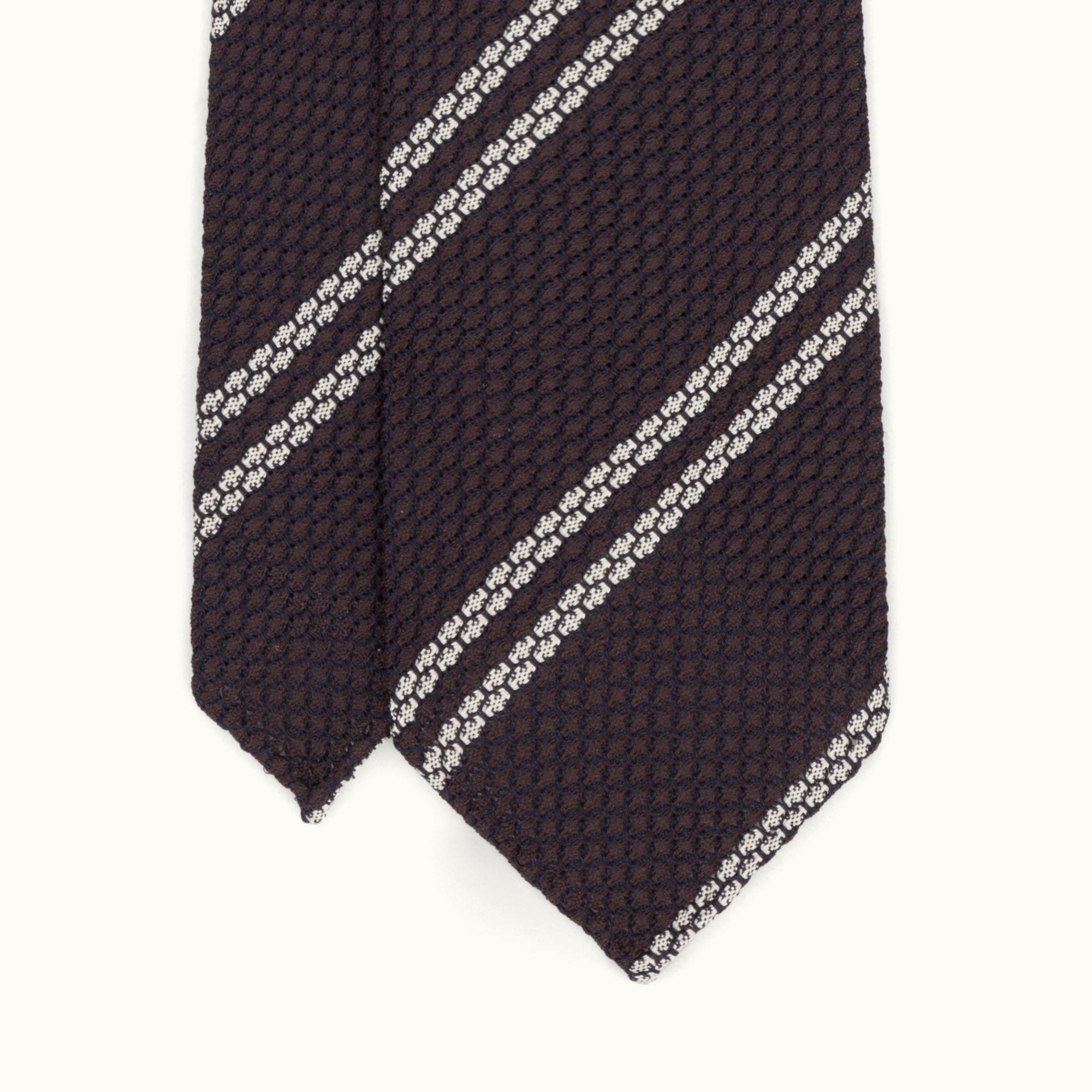 Brown Club Stripe Grenadine Tie