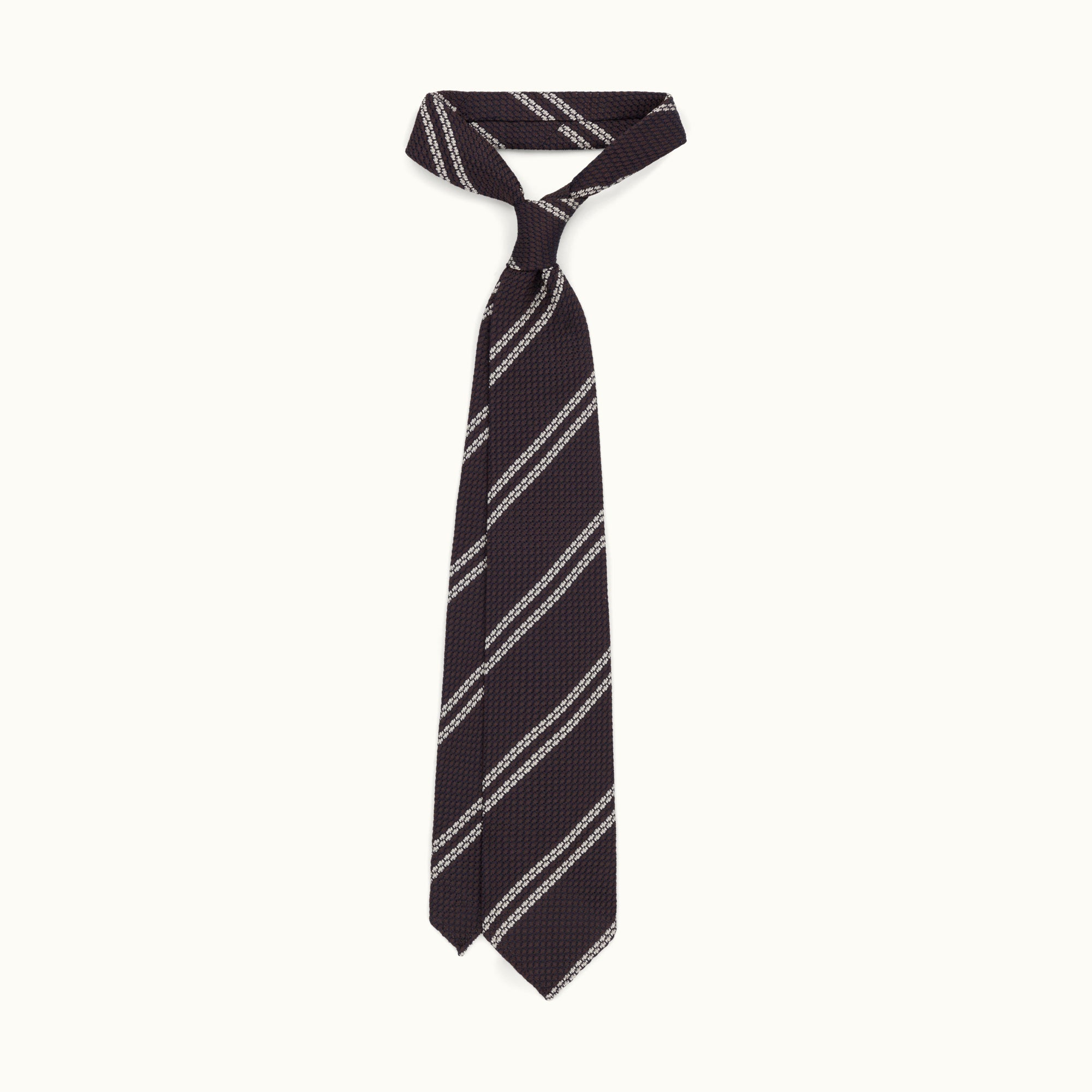 Brown Club Stripe Grenadine Tie