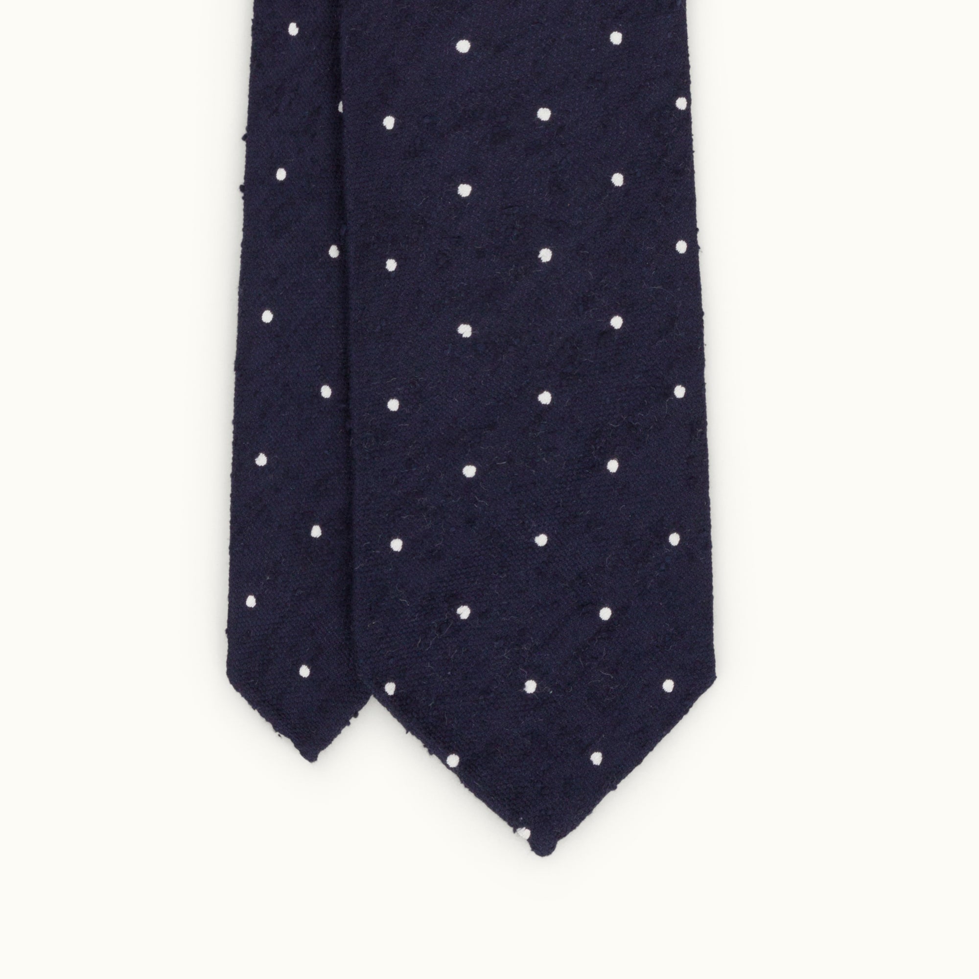 Navy Blue Spot Shantung Silk Tie