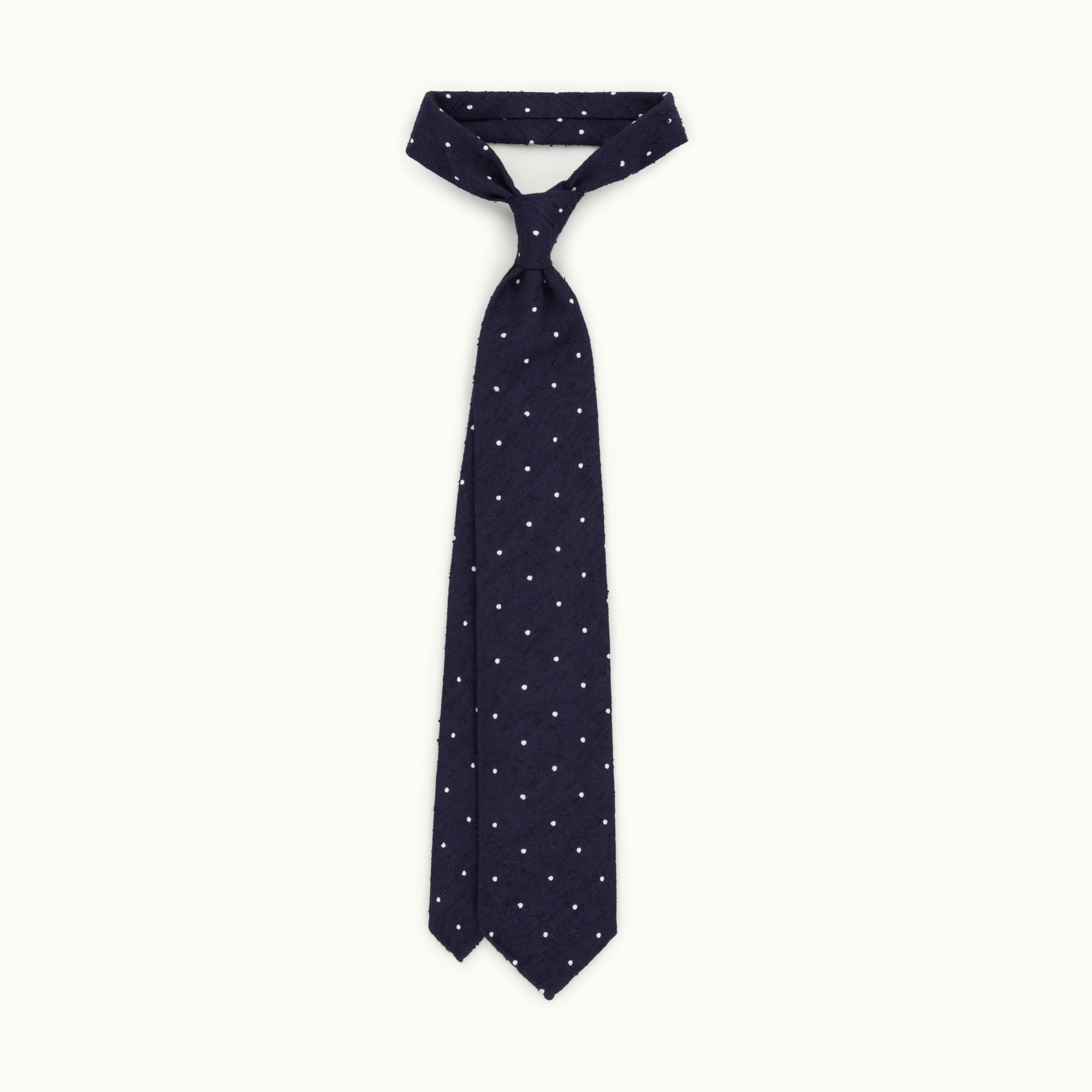 Navy Blue Spot Shantung Silk Tie