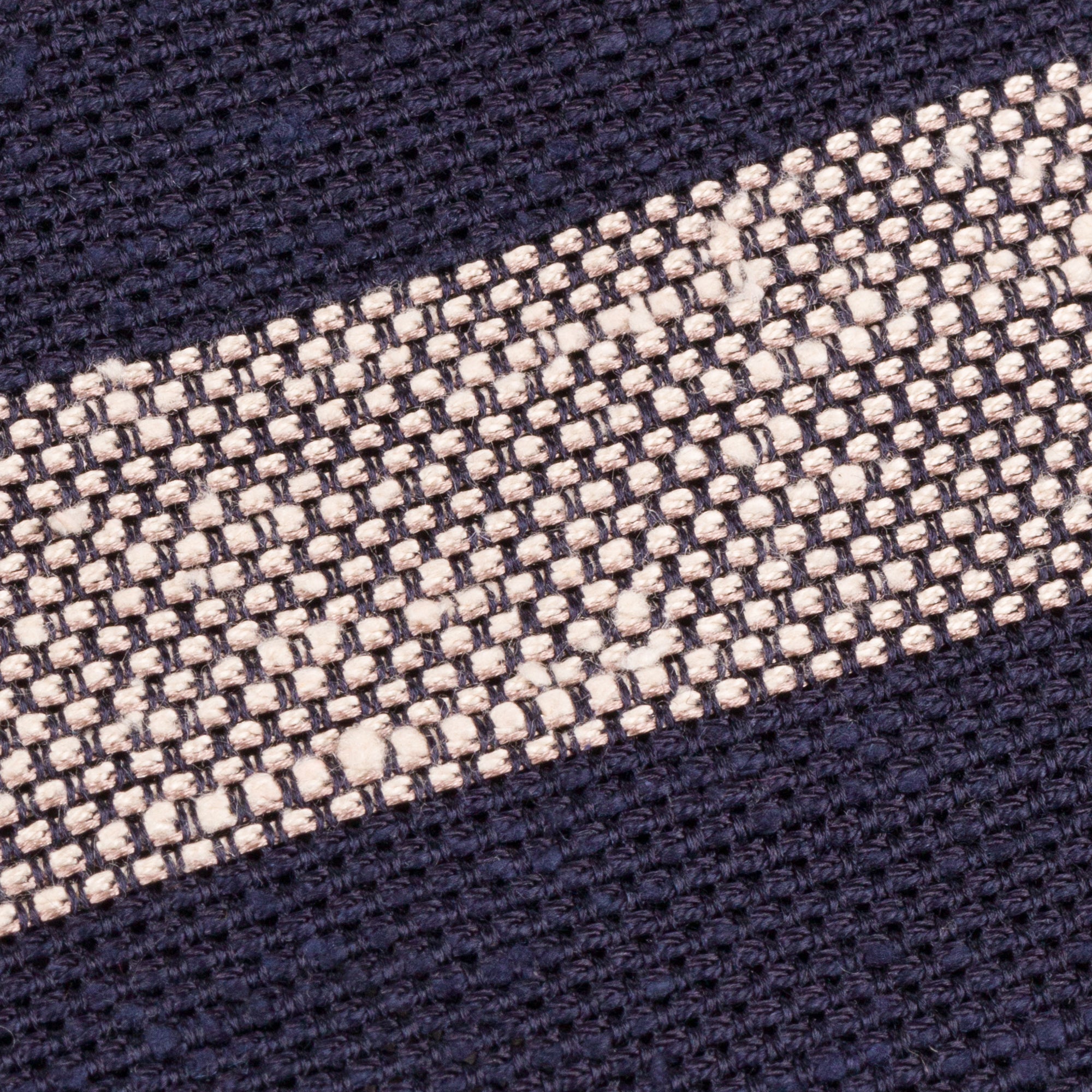 Navy & Ecru Block Stripe Shantung Grenadine Tie