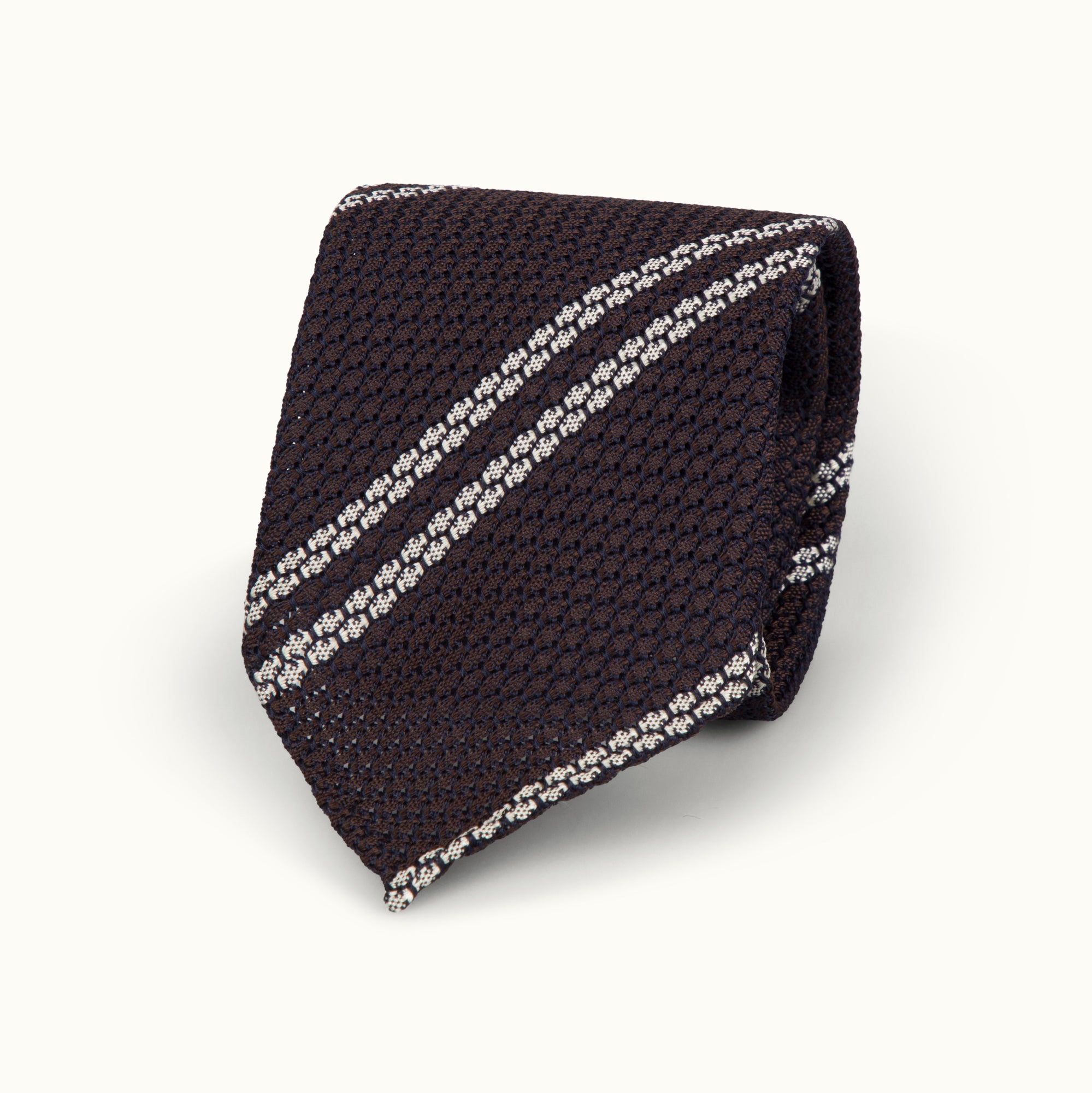 Brown Club Stripe Grenadine Tie