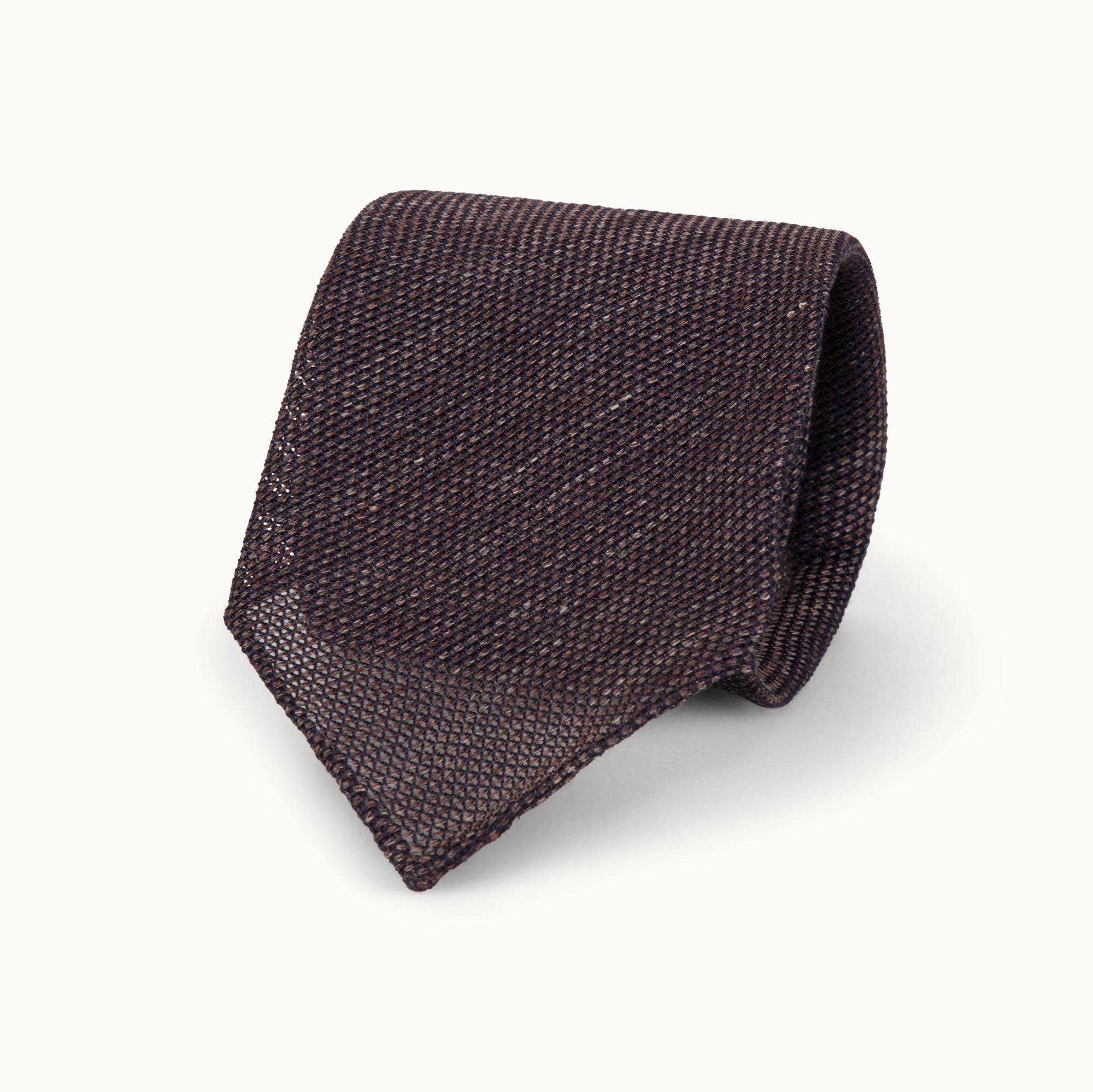 Brown Silk Linen Grenadine Tie