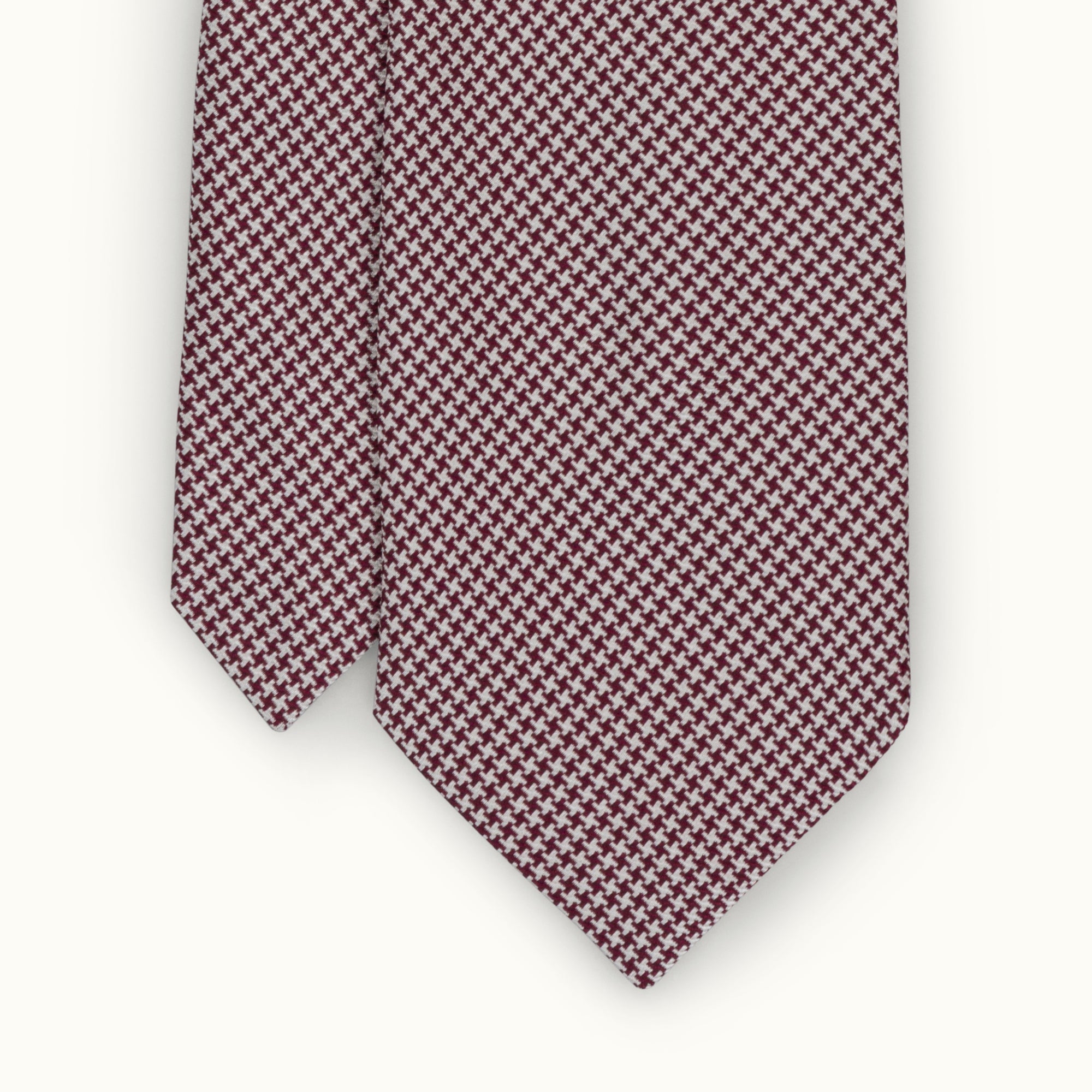 Burgundy & Silver Houndstooth Silk Tie